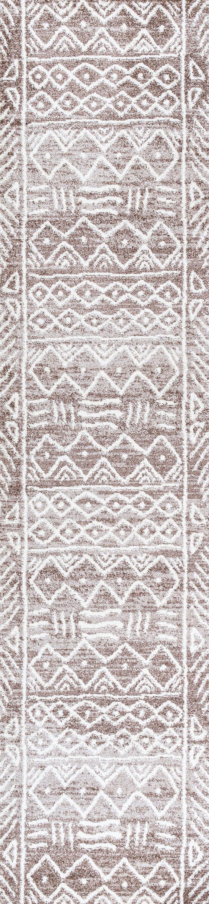 2'x 8' Amanar Geometric Runner Rug, Brown/Ivory - JONATHAN Y