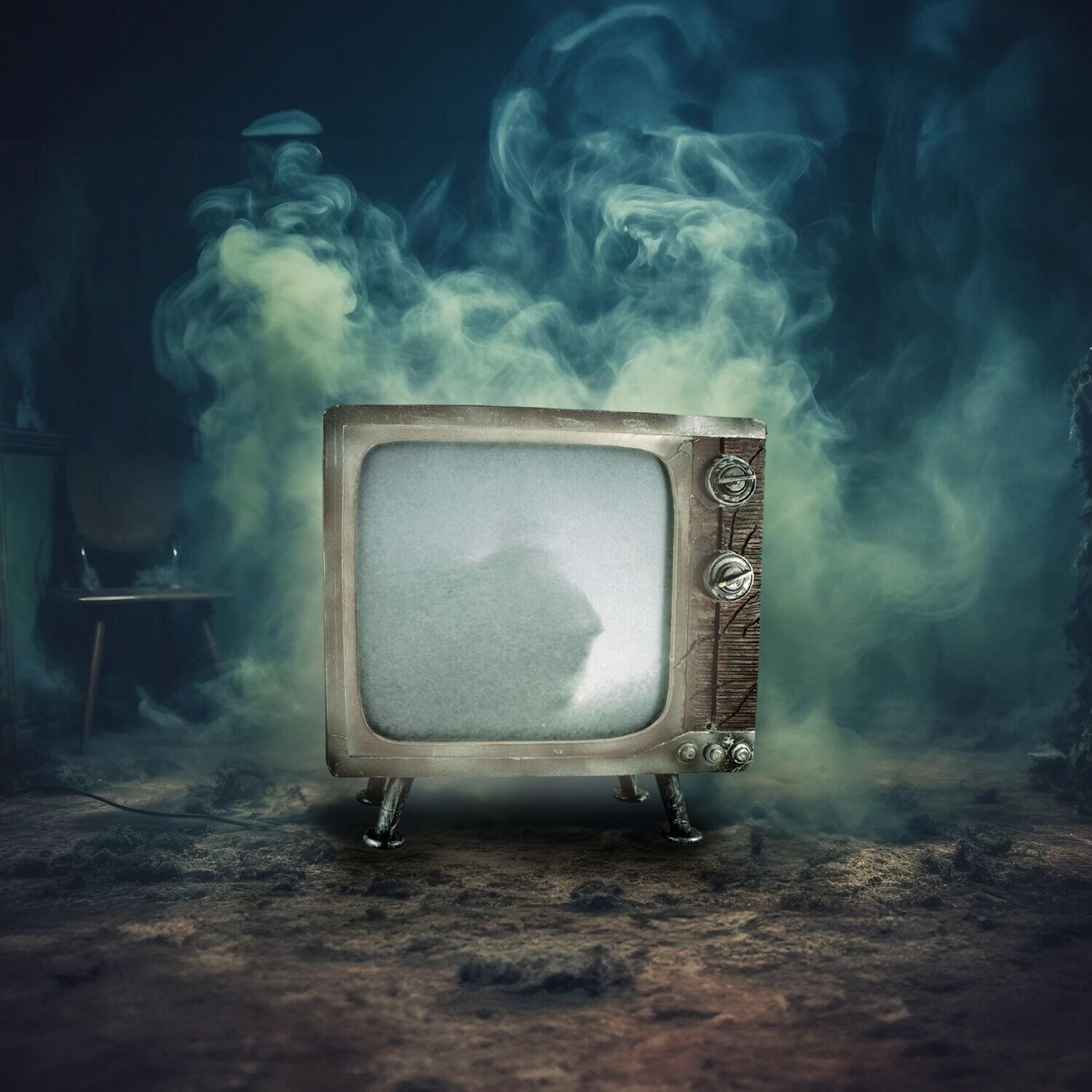 Haunted Hill Farm 11.8" H 4.7 lbs Haunted TV Animatronic White LED lights, Halloween Decor, HHHAUNTTV-1FLSA