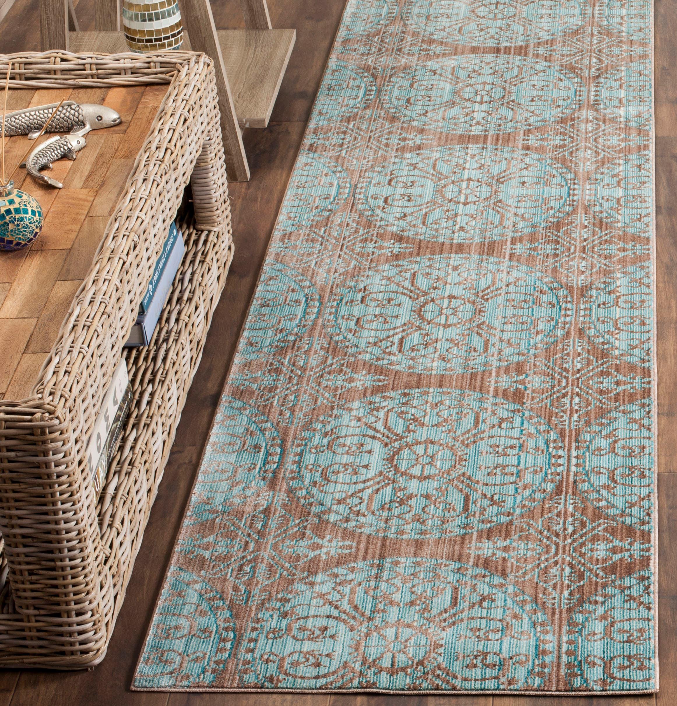 Valencia VAL214 Power Loomed Indoor Runner Rug - Brown/Alpine - 2'3"x8' - Safavieh