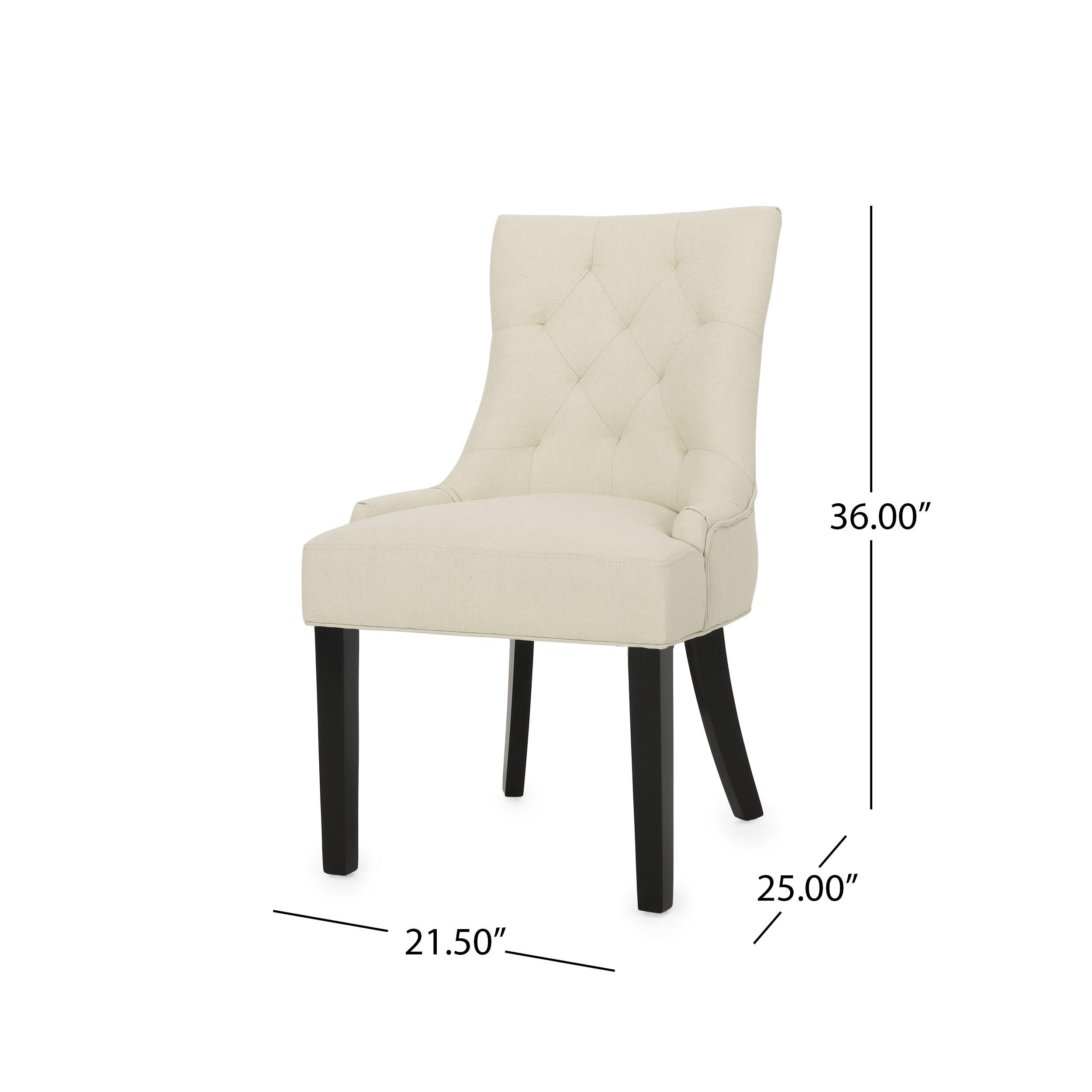 Set of 2 Hayden Tufted Dining Chairs Beige - Christopher Knight Home: Elegant Slipper Silhouette, Wood Legs