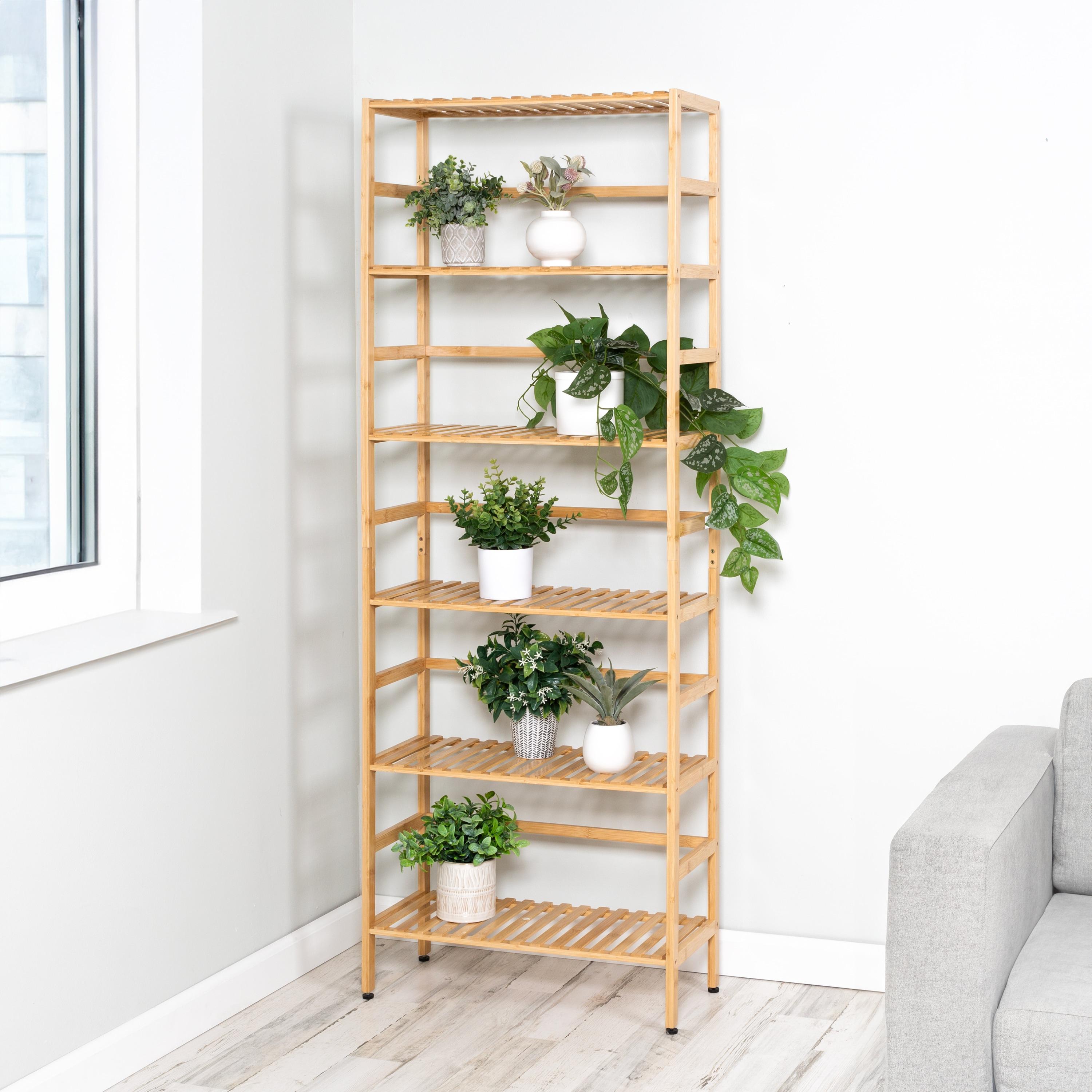 Honey-Can-Do 64" H 6-Tier Bamboo Storage Shelves, Natural, Holds up to 33 lb per Shelf