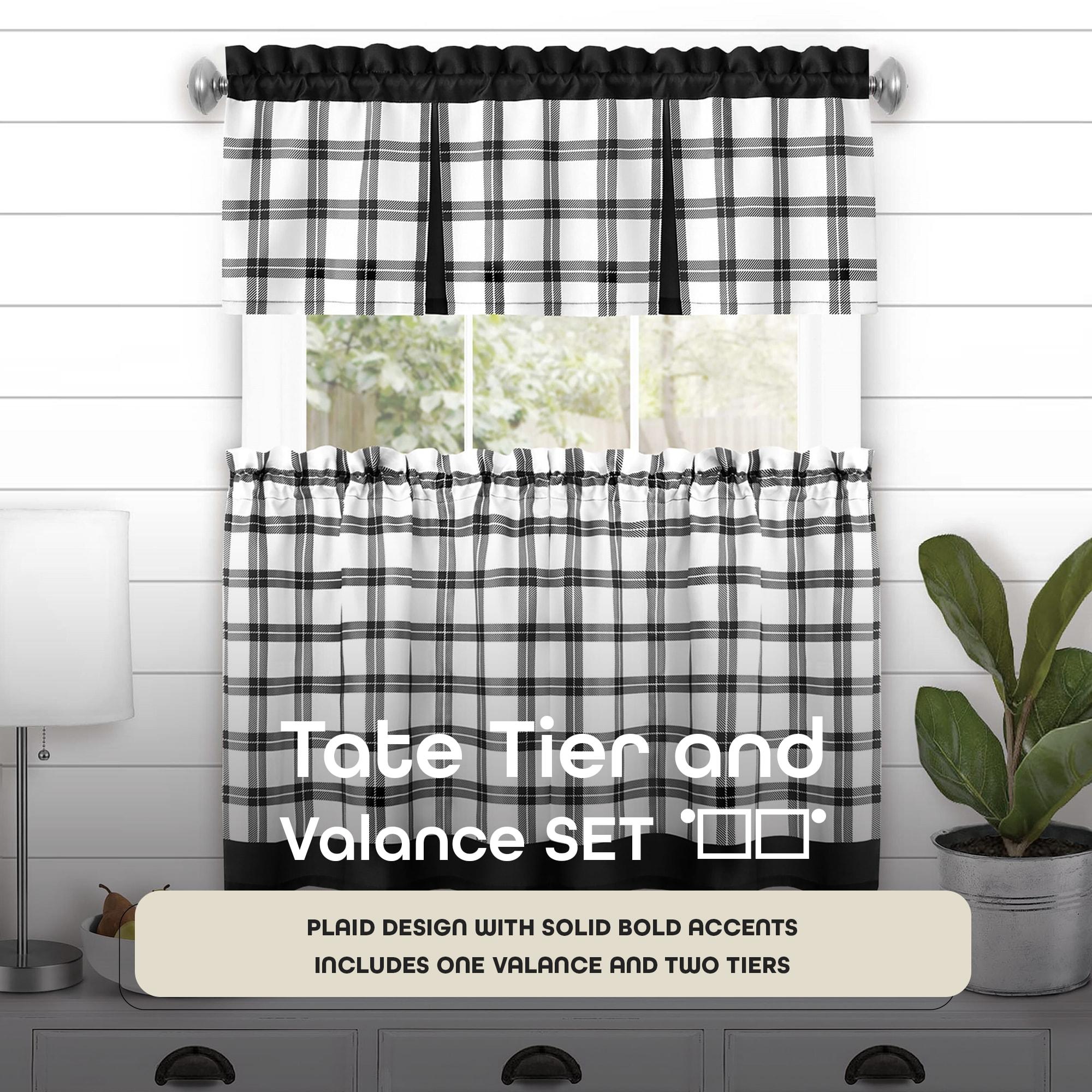 Achim Importing Co Plaid Tailored 58'' W Kitchen Curtain