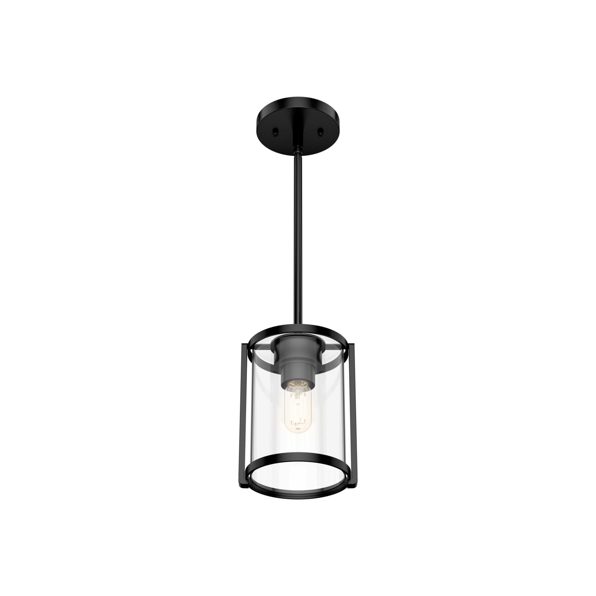 Astwood Clear Glass Mini Pendant Ceiling Light Fixture Matte Black - Hunter Fan: UL Listed, Adjustable Height