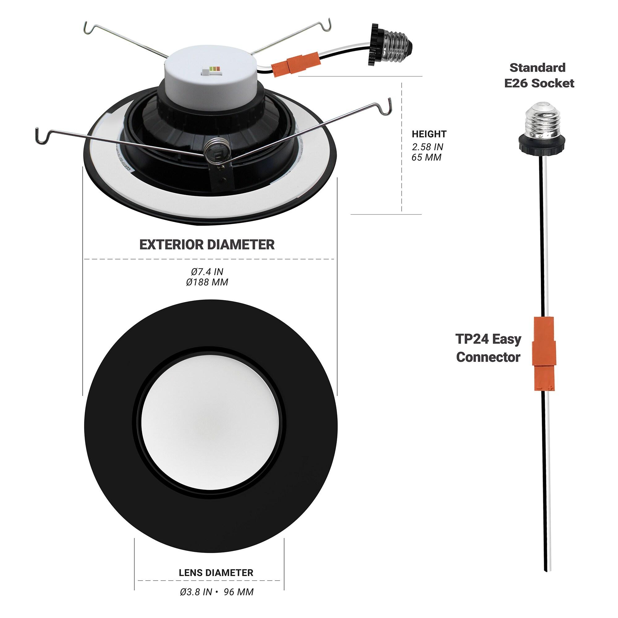 5/6" Gimbal Lens Eyeball Light LED Retrofit Selectable CCT Remodel Recessed Lighting Kit