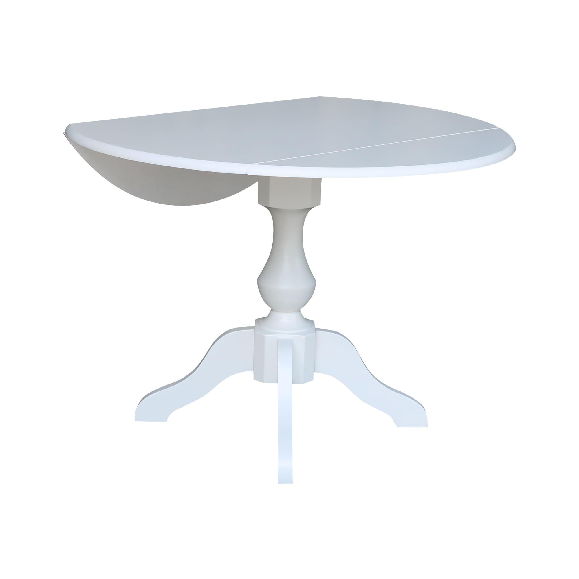 42" Patsy Round Top Dual Dining Table White - International Concepts: Drop Leaf, Seats 4