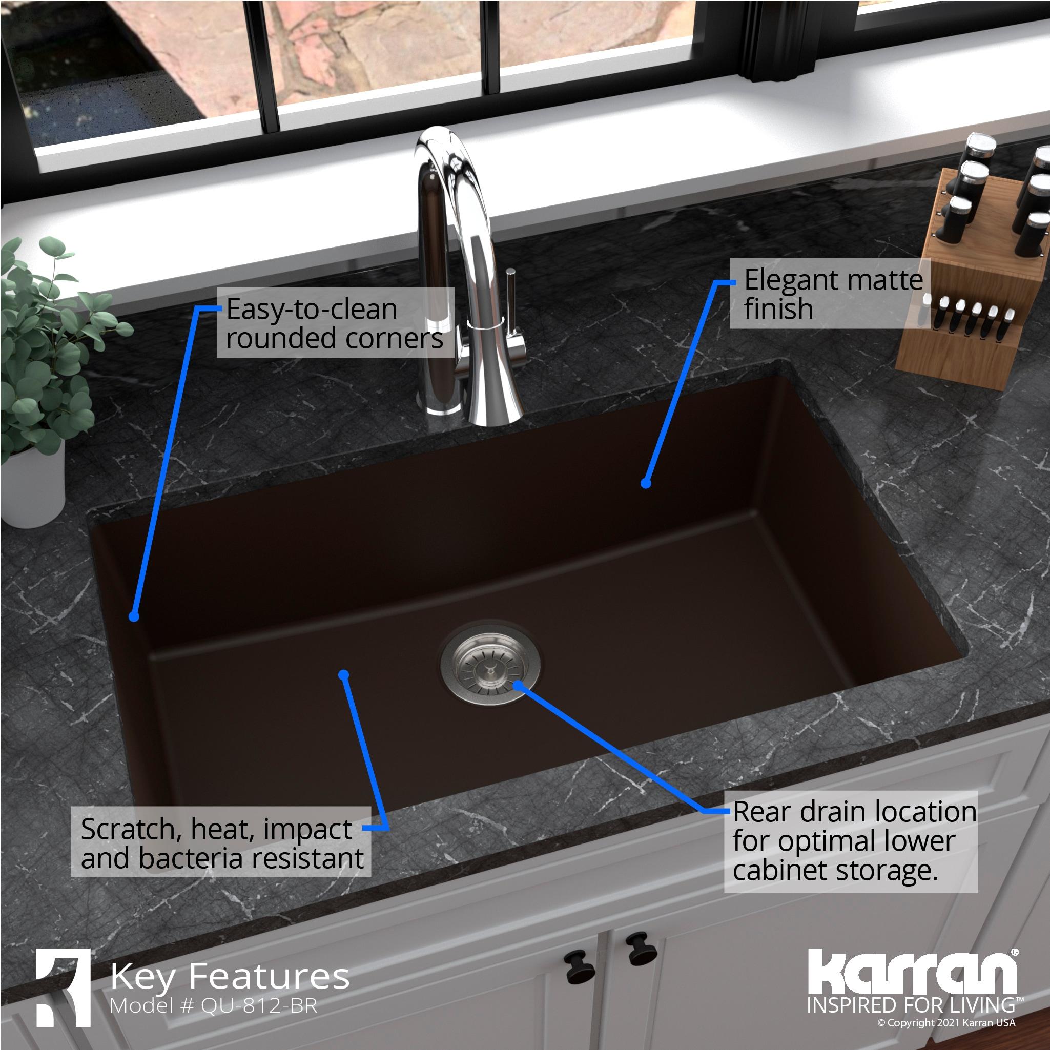 Karran Quartz 32-1/4'' X 19-1/4'' Large Single Bowl Undermount Kitchen Sink