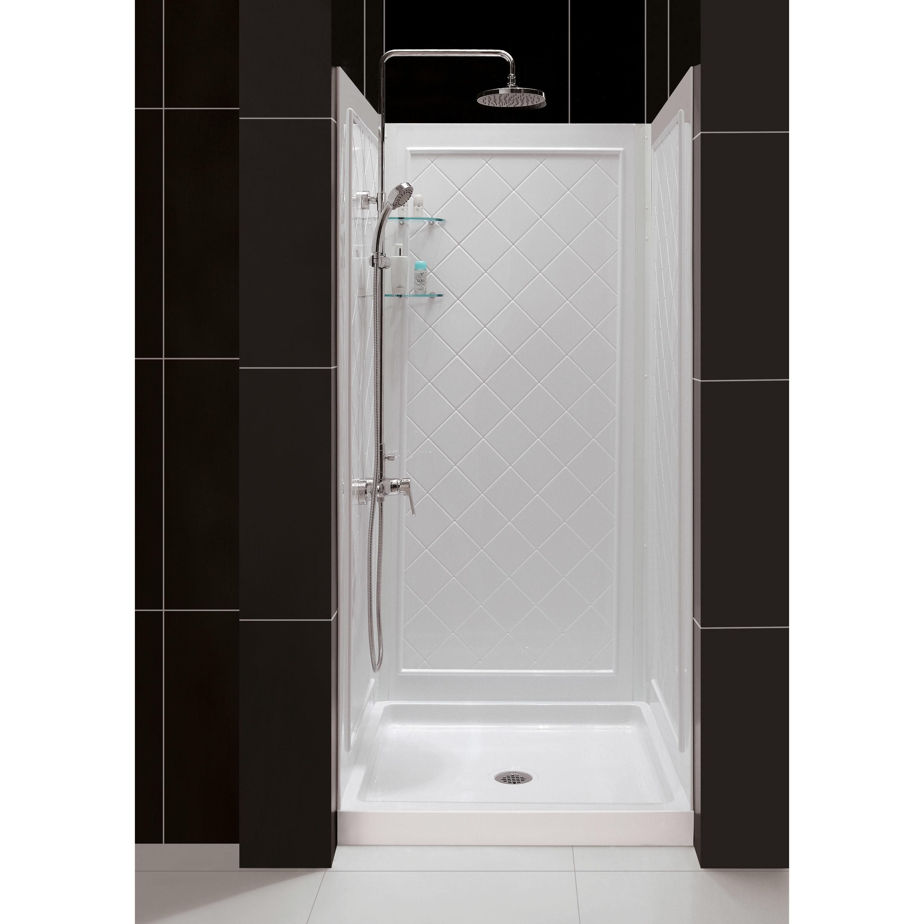 Flex 36" x 76.75" Square Pivot Shower Enclosure with Base Included