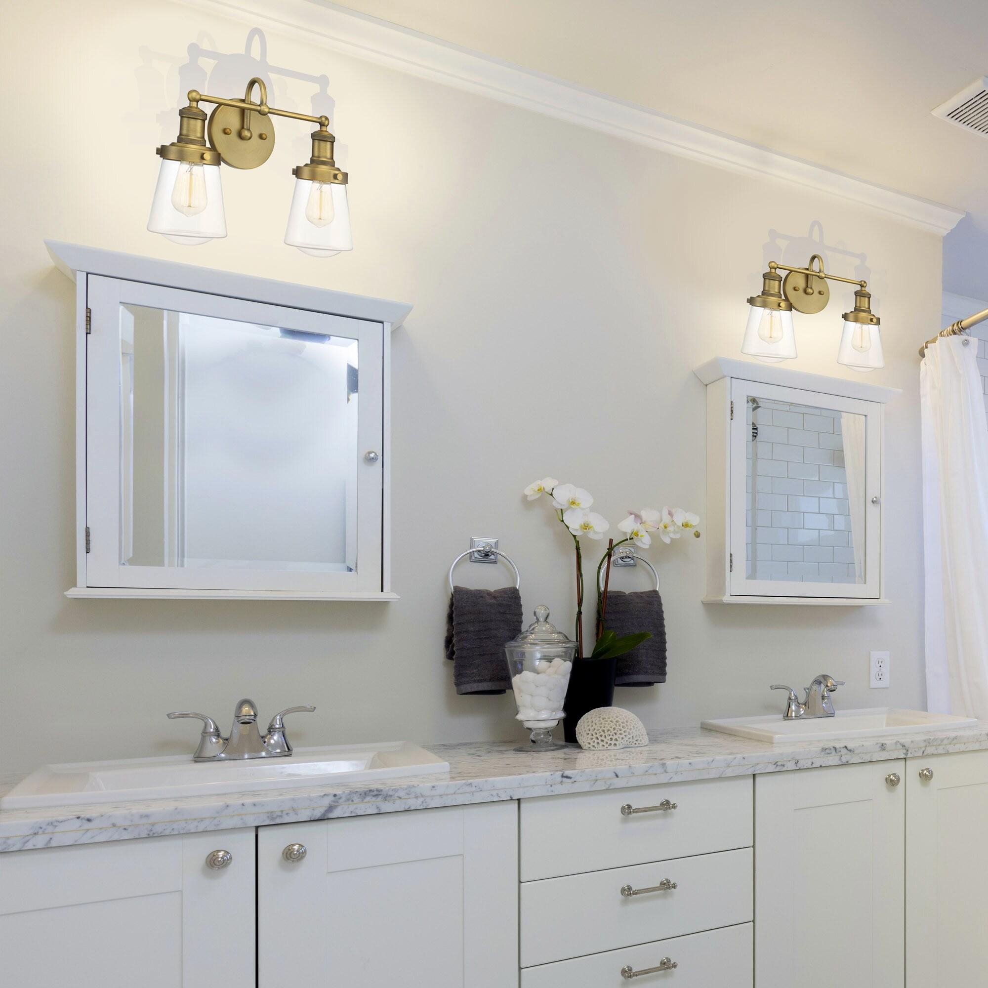 Designers Fountain Taylor 2 Light Old Satin Brass Bathroom Vanity Light Fixture, 69502-OSB