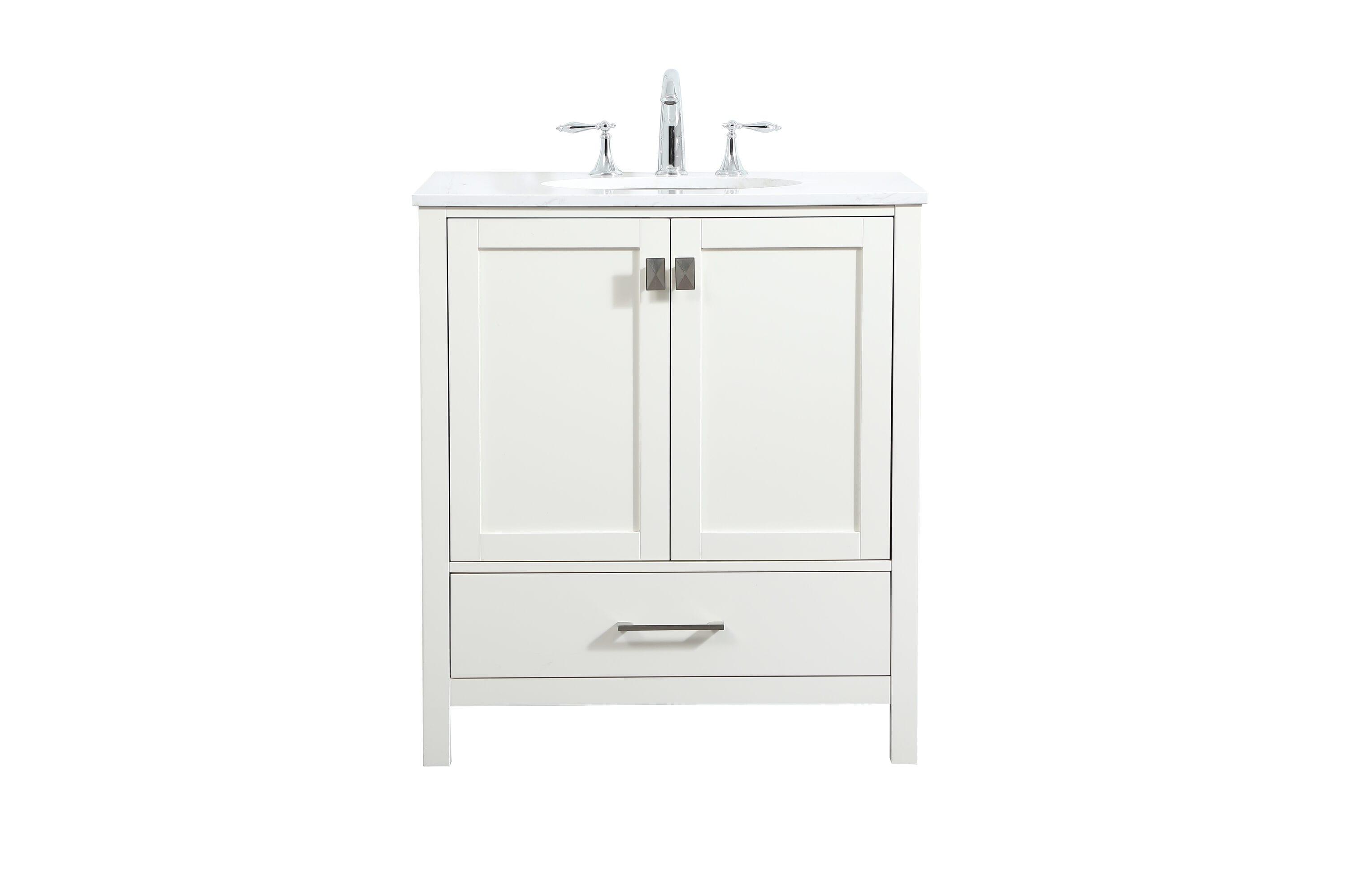 Elegant Decor Irene 30" Zinc Alloy MDF Single Bathroom Vanity in White
