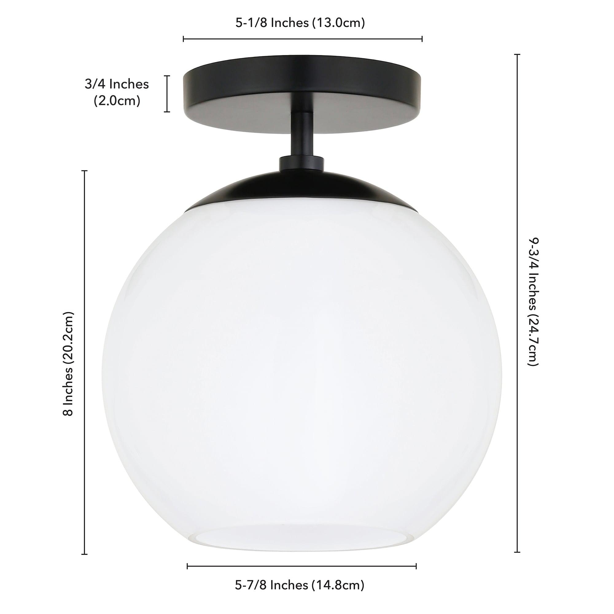 Evelyn&Zoe 9" Matte Black Metal/Glass Semi Flush Mount