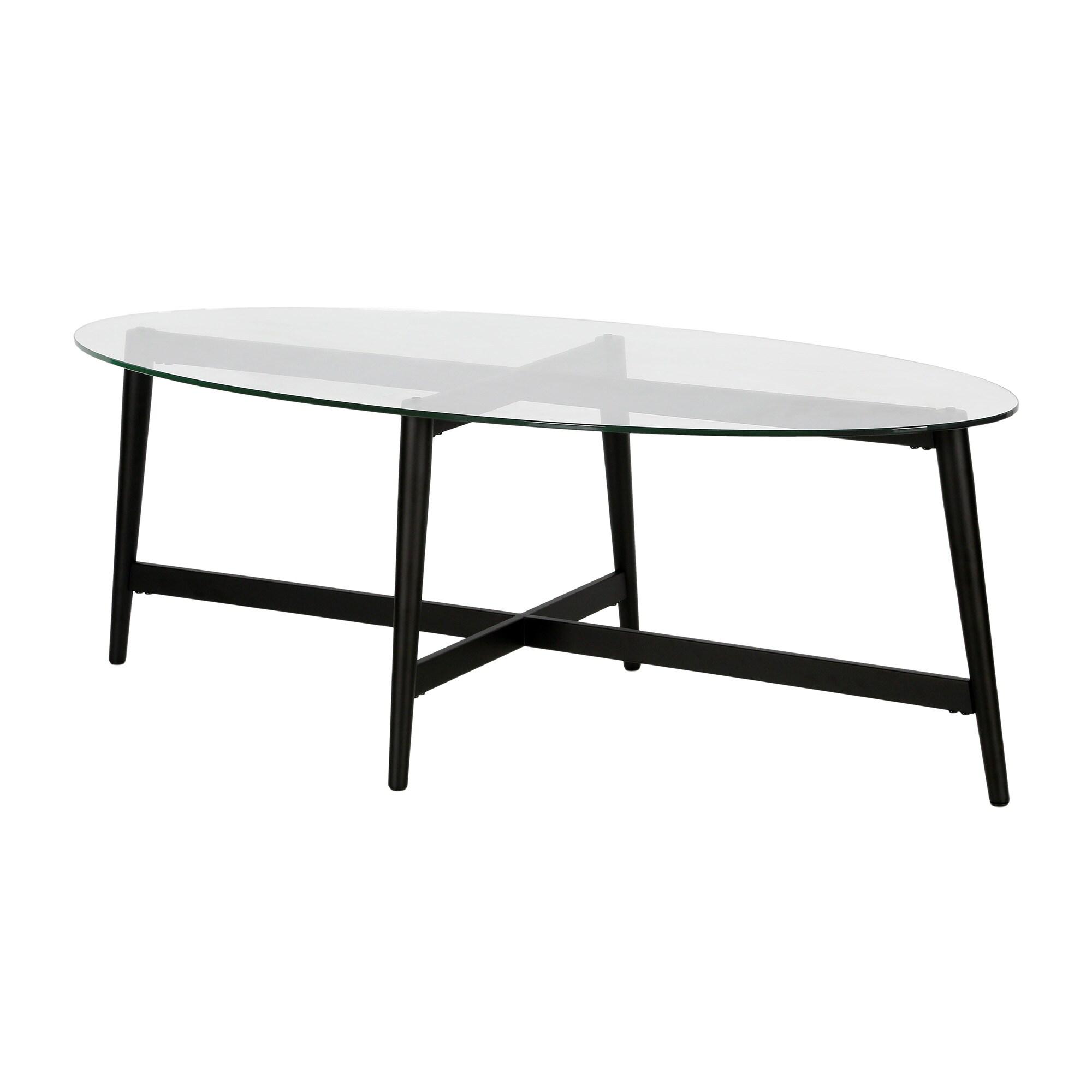 Evelyn&Zoe Olson 50.5" Wide Oval Coffee Table in Blackened Bronze