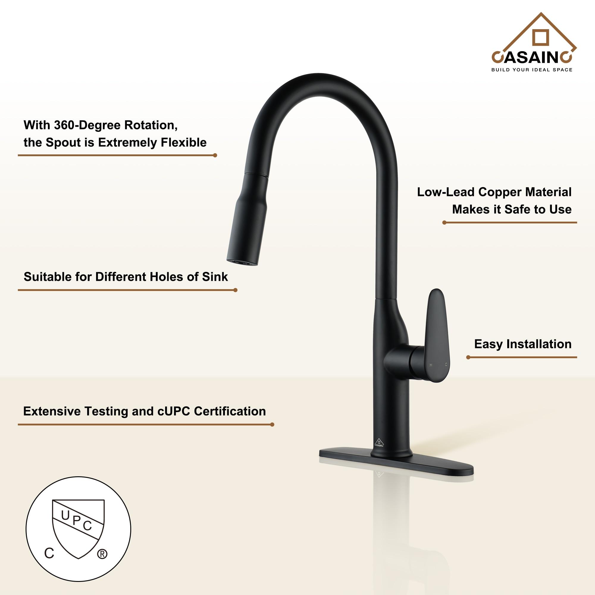 CASAINC Single-Handle Pull-Down Kitchen Faucet Single Hole Faucet