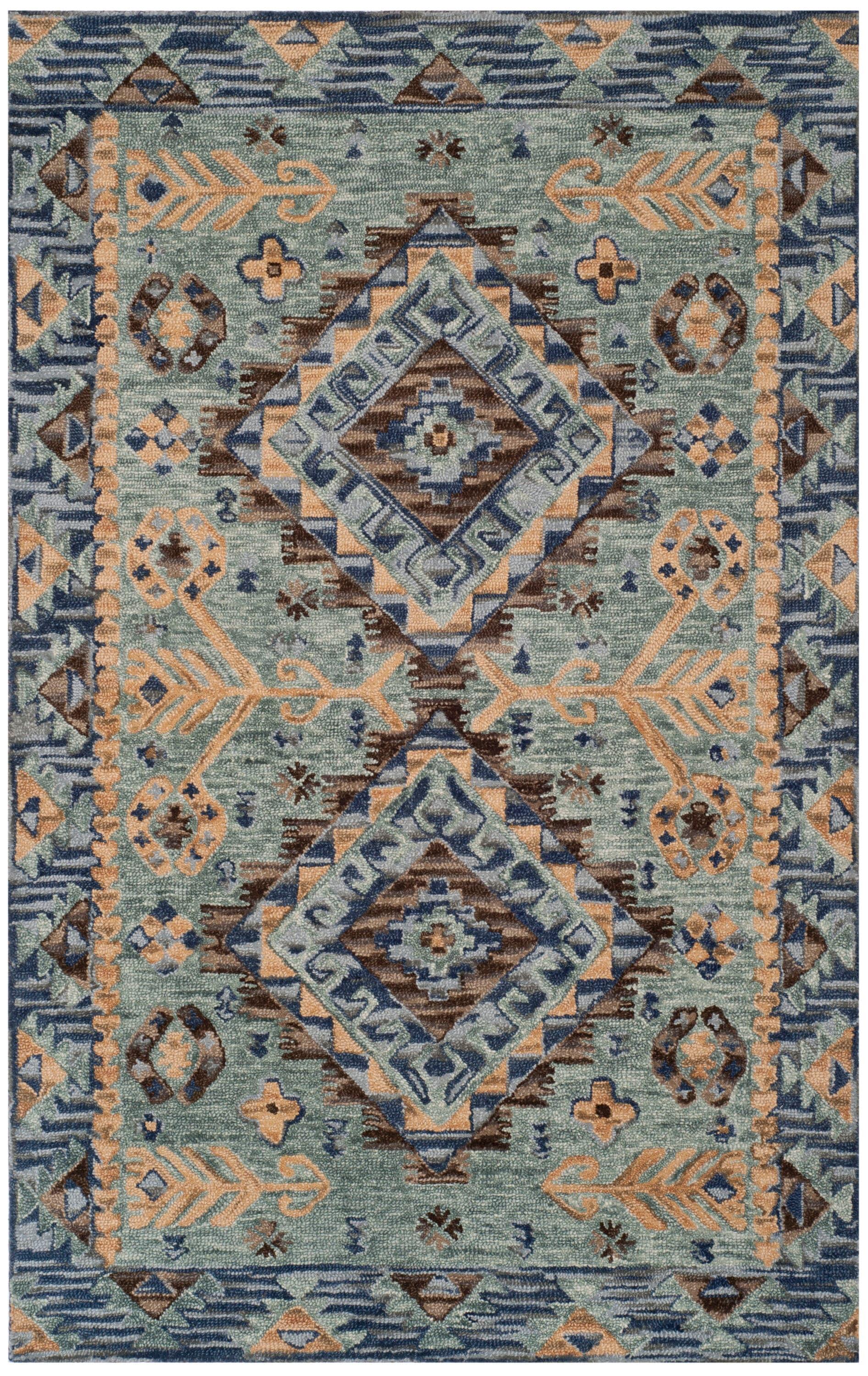 Aspen APN504 Hand Tufted Area Rug - Blue/Beige - 4'x6' - Safavieh.