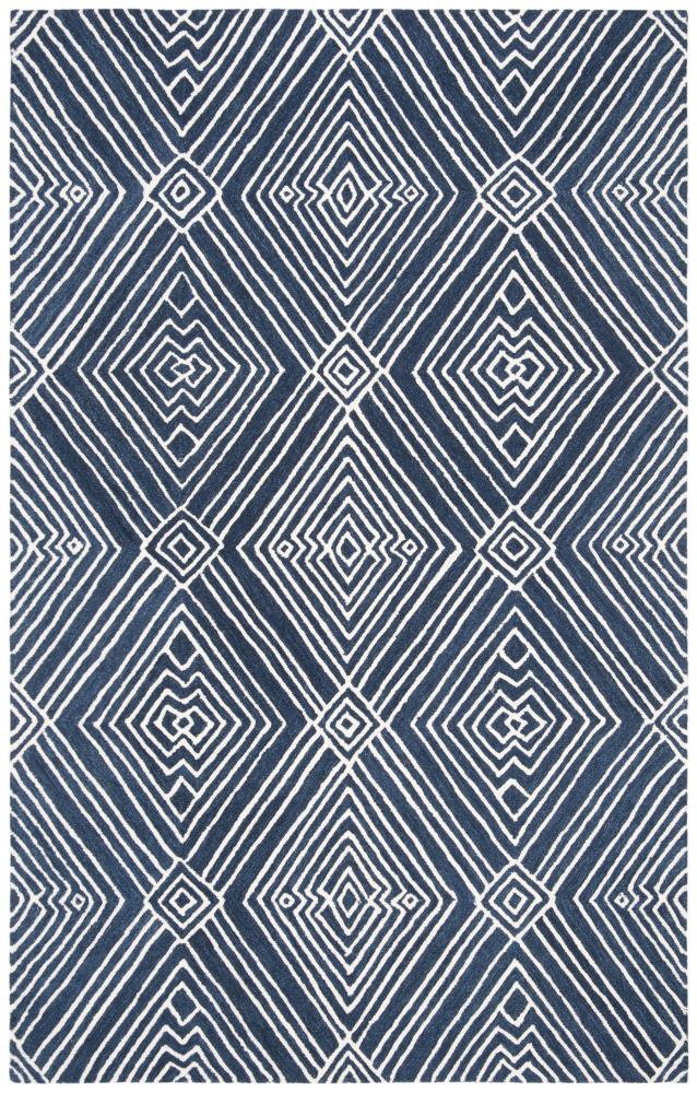 Micro-Loop MLP608 Hand Tufted Indoor Area Rug - Navy/Ivory - 5'x8' - Safavieh