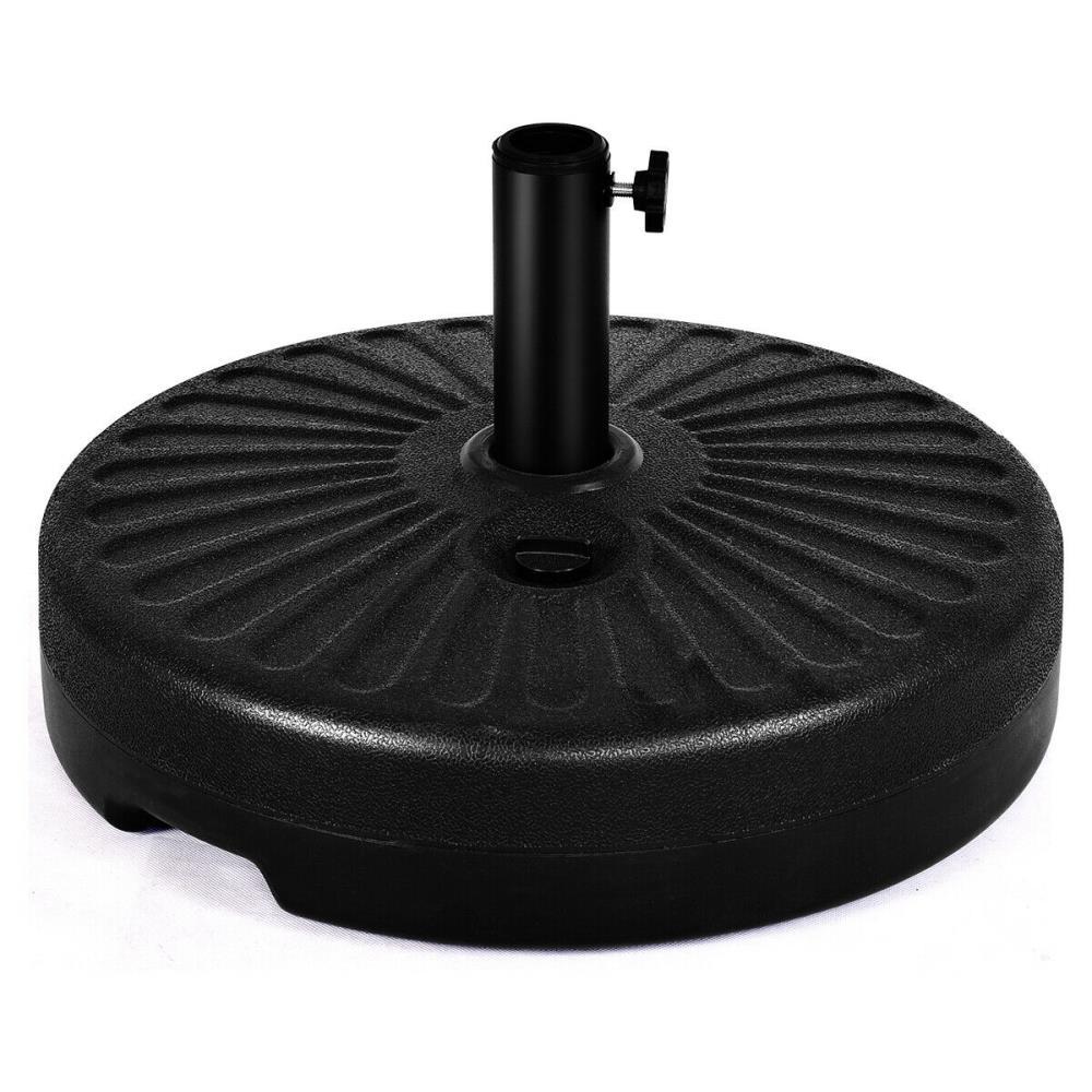 Costway 20'' Round 23L Water Filled Umbrella Base Stand Self-filled Patio Furniture Black