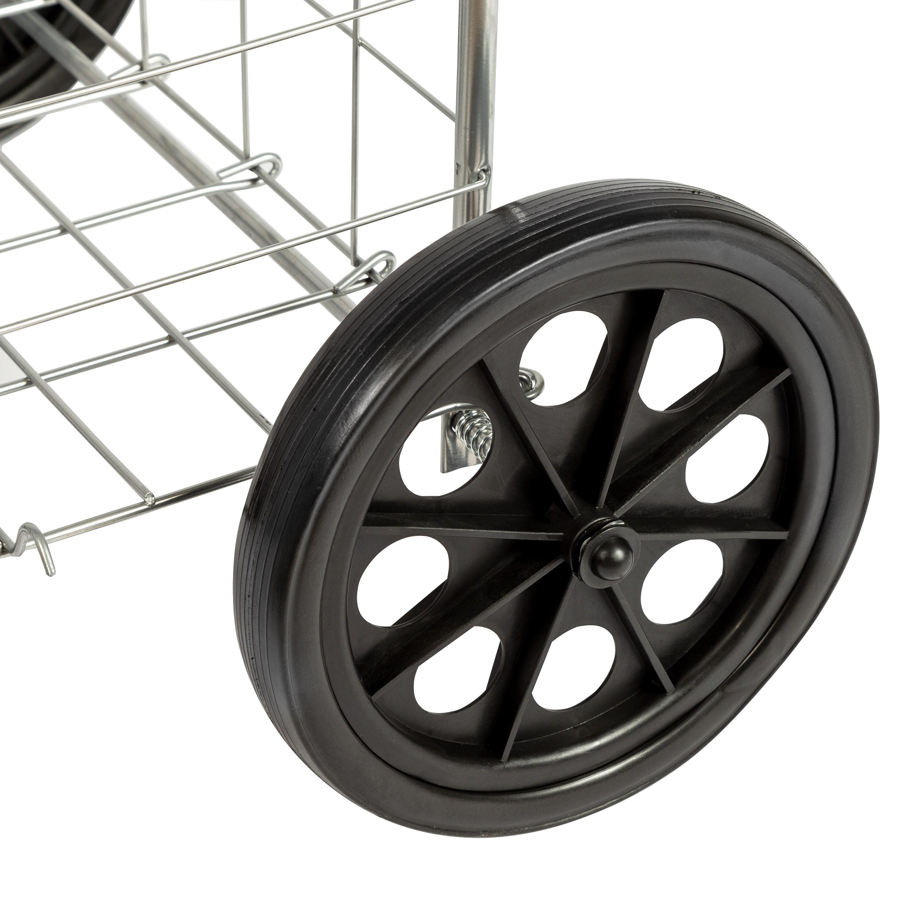 Honey-Can-Do 4 Wheel Folding Utility Cart: Silver Steel Grocery & Shopping Cart with Universal Storage