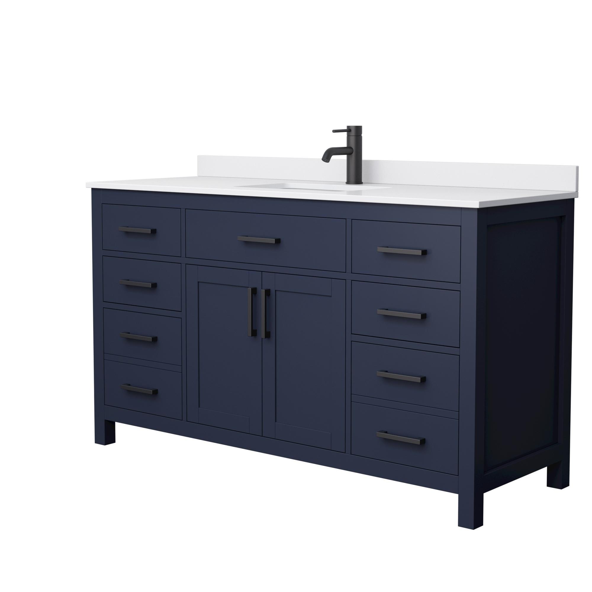 Beckett 60" Freestanding Single Bathroom Vanity with Cultured Marble Top