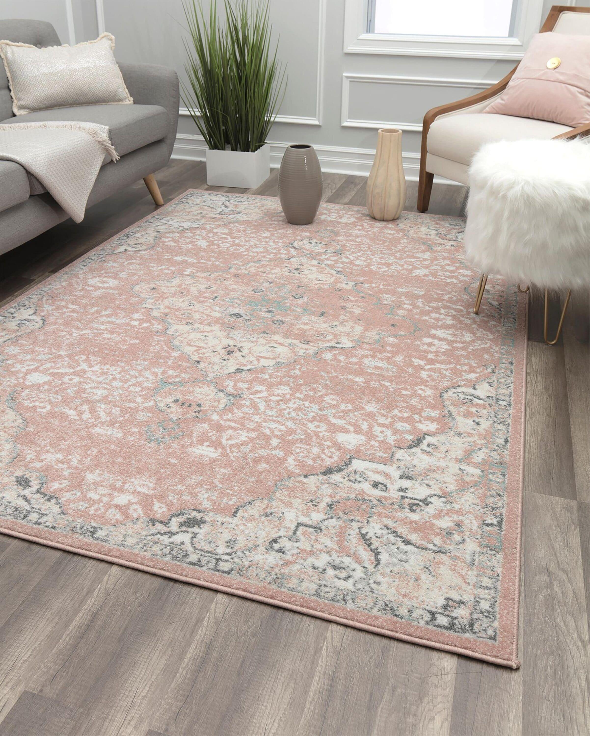 Hailey Pink Amaranth Entryway Rug - Vintage Boho Rug for Hallways, Pink Rug for Bedroom, Stylish Accent Rug, 2'6"x12'