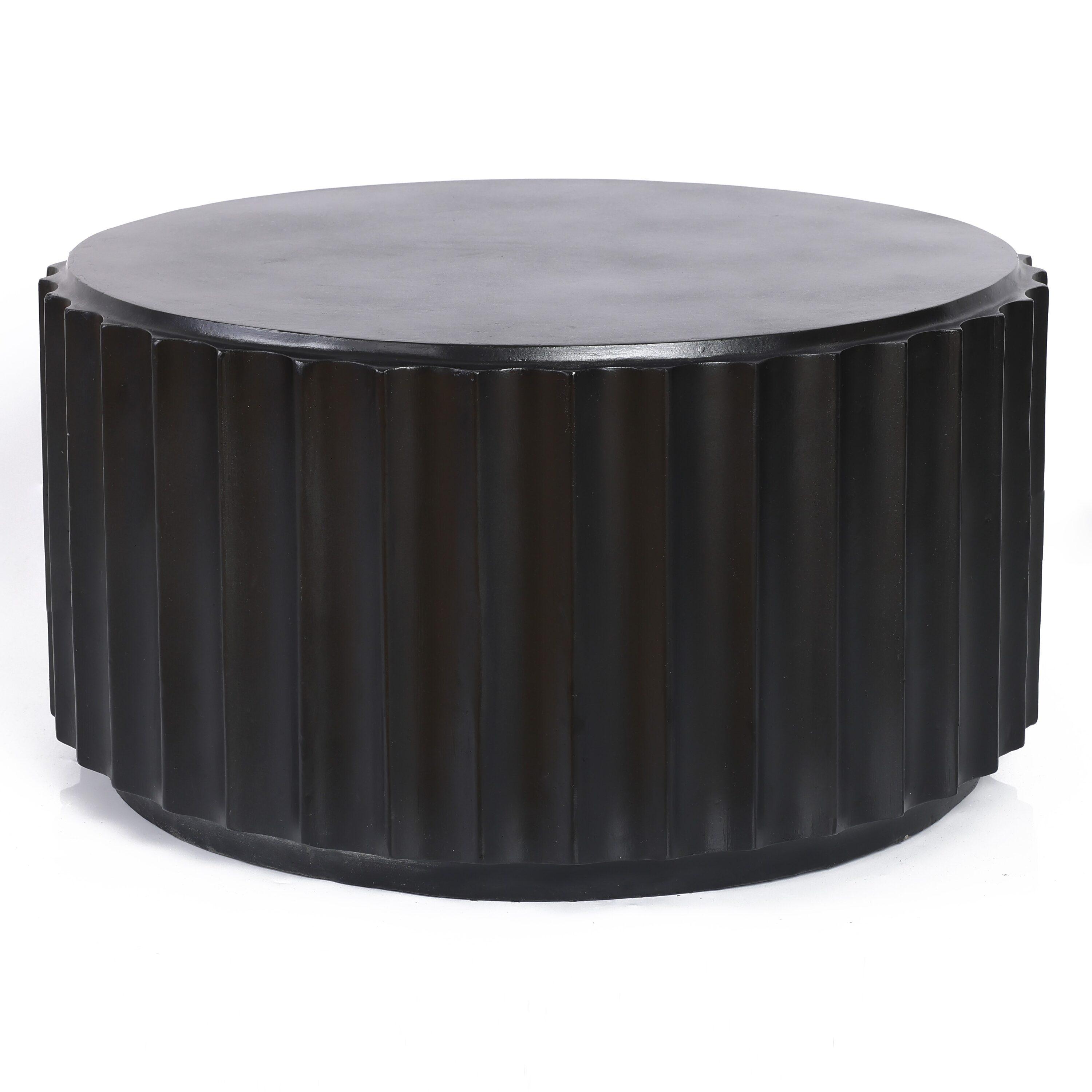 Black Cement Round Coffee Table for Outdoors and Indoors, Modern Accent, Housewarming Gifts