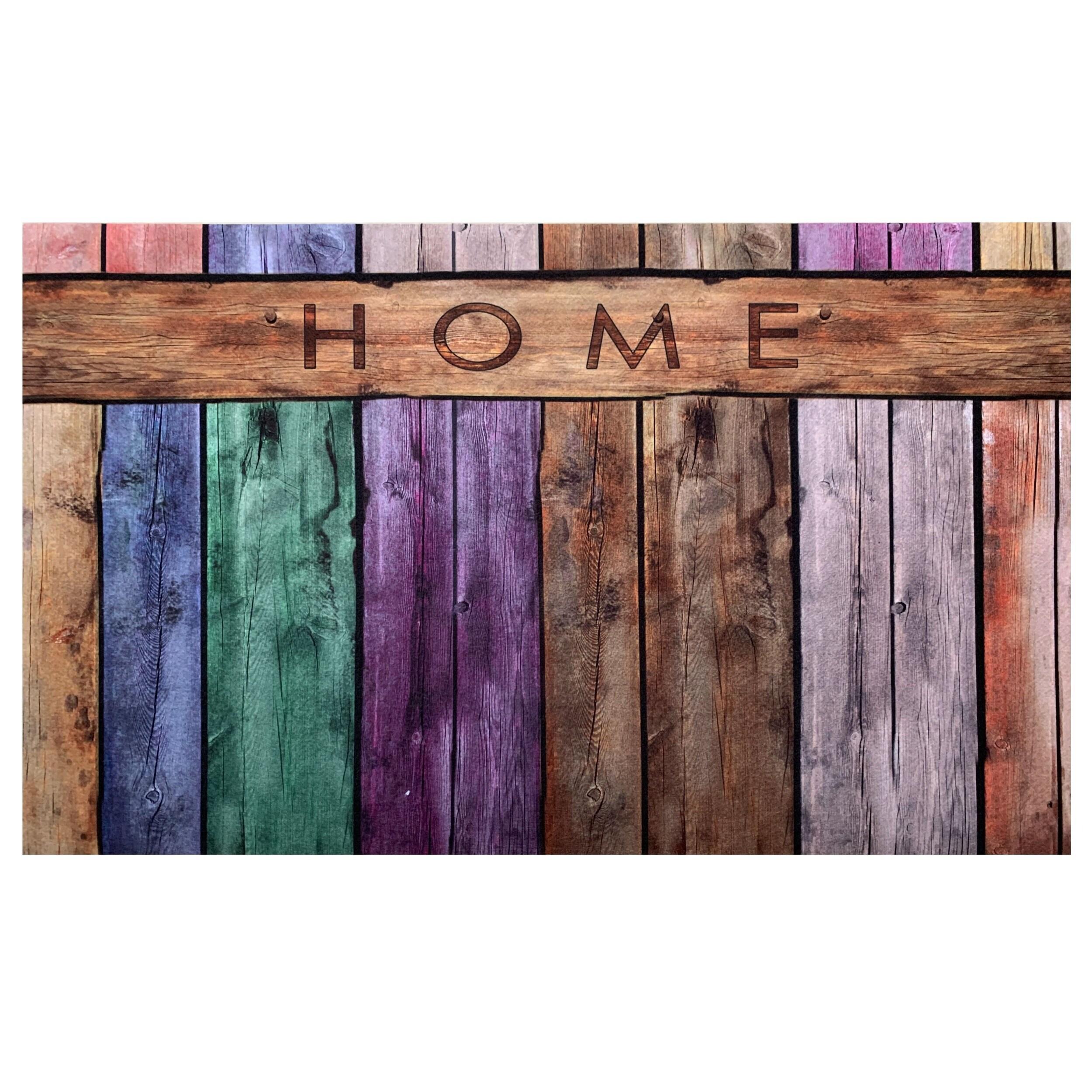 Achim Welcome Rubber Outdoor Doormat, Colorful Plank, 18" x 30"