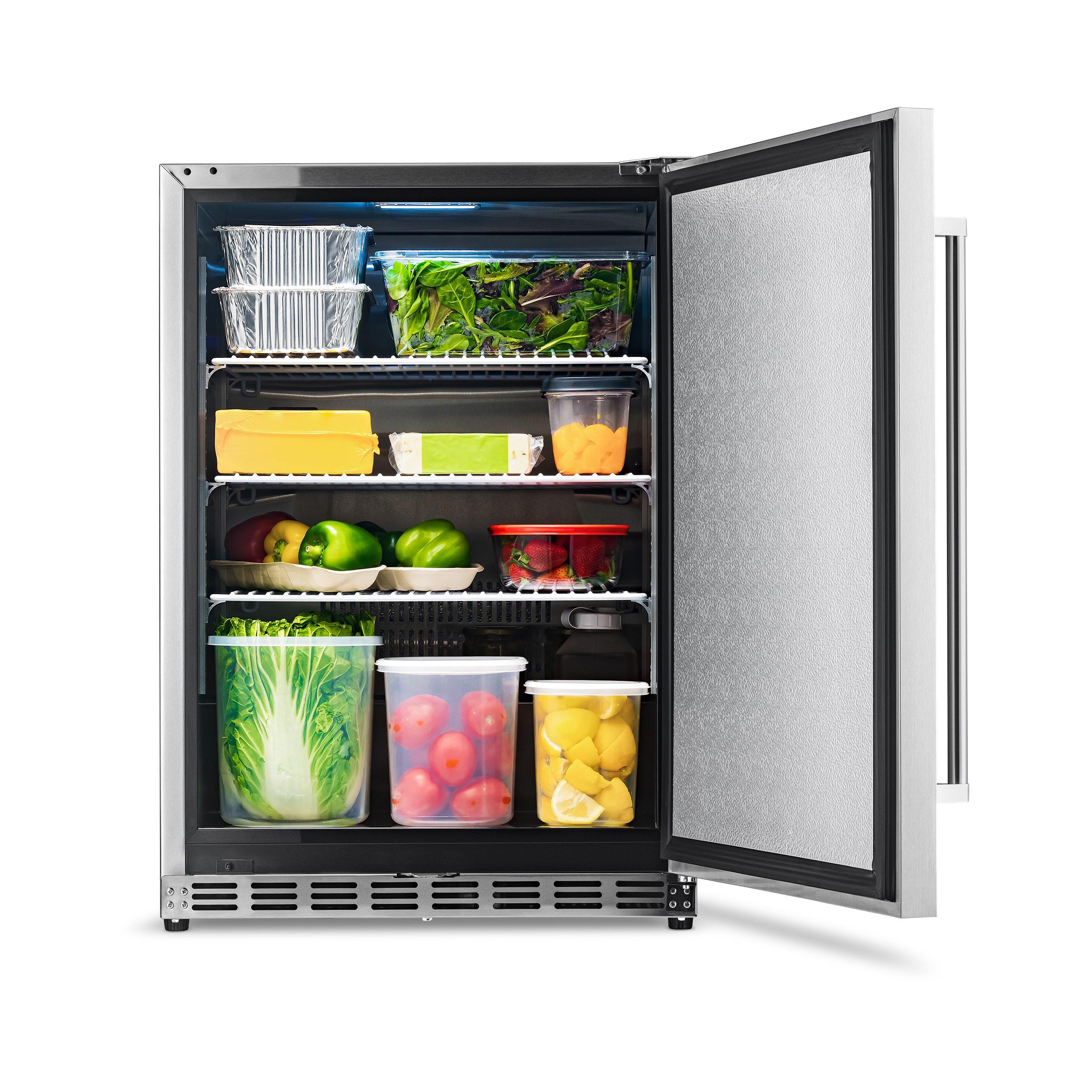 Newair 24" 5.3 Cu. Ft. Commercial Stainless Steel Built-in Beverage Refrigerator, Steel Interior, Weatherproof and Outdoor Rated, ENERGY STAR
