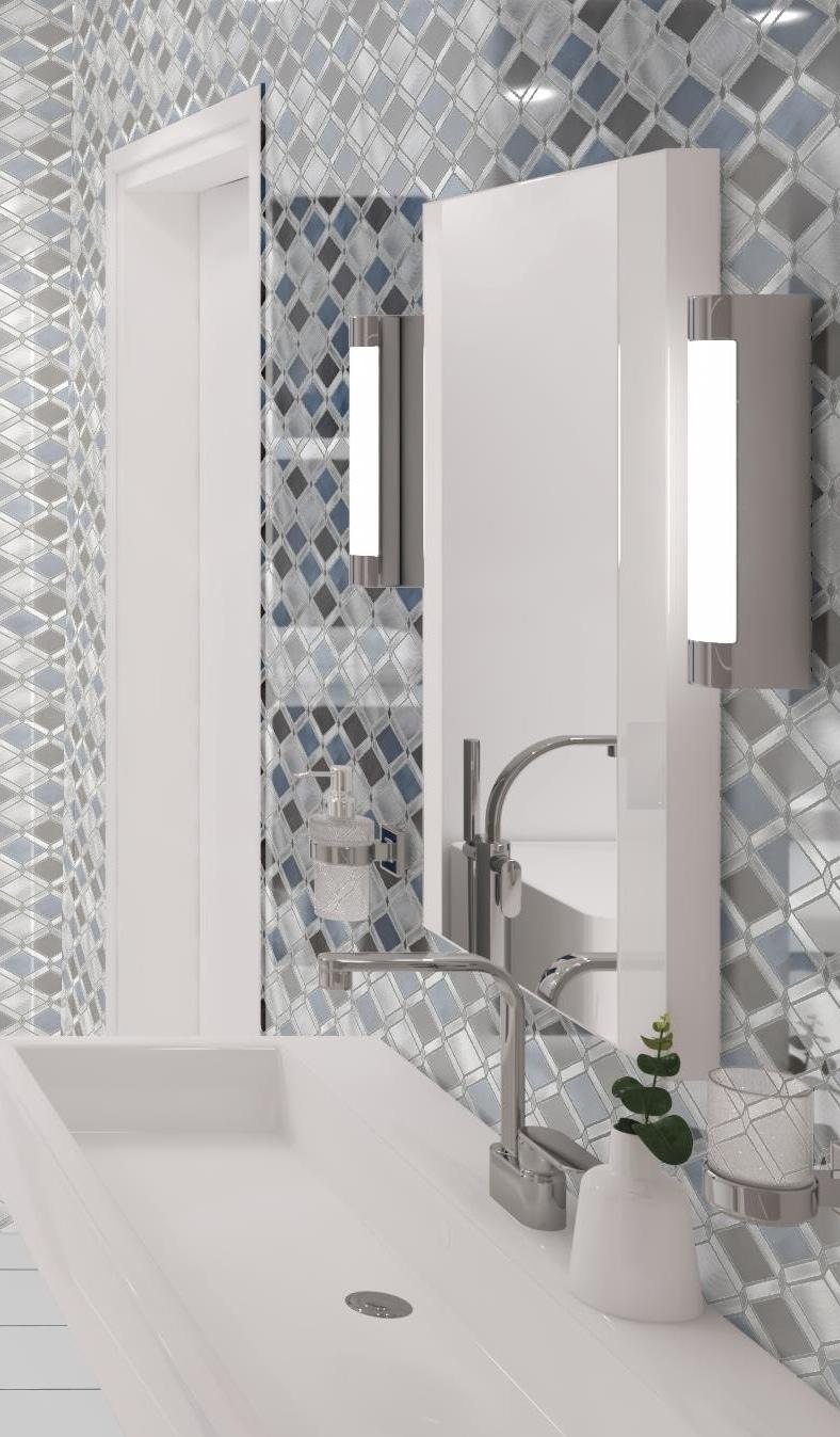 Andova Geom Aluminum Metal Diamond Mosaic Kitchen Backsplash, Bathroom, Shower, Wall and Floor Tile