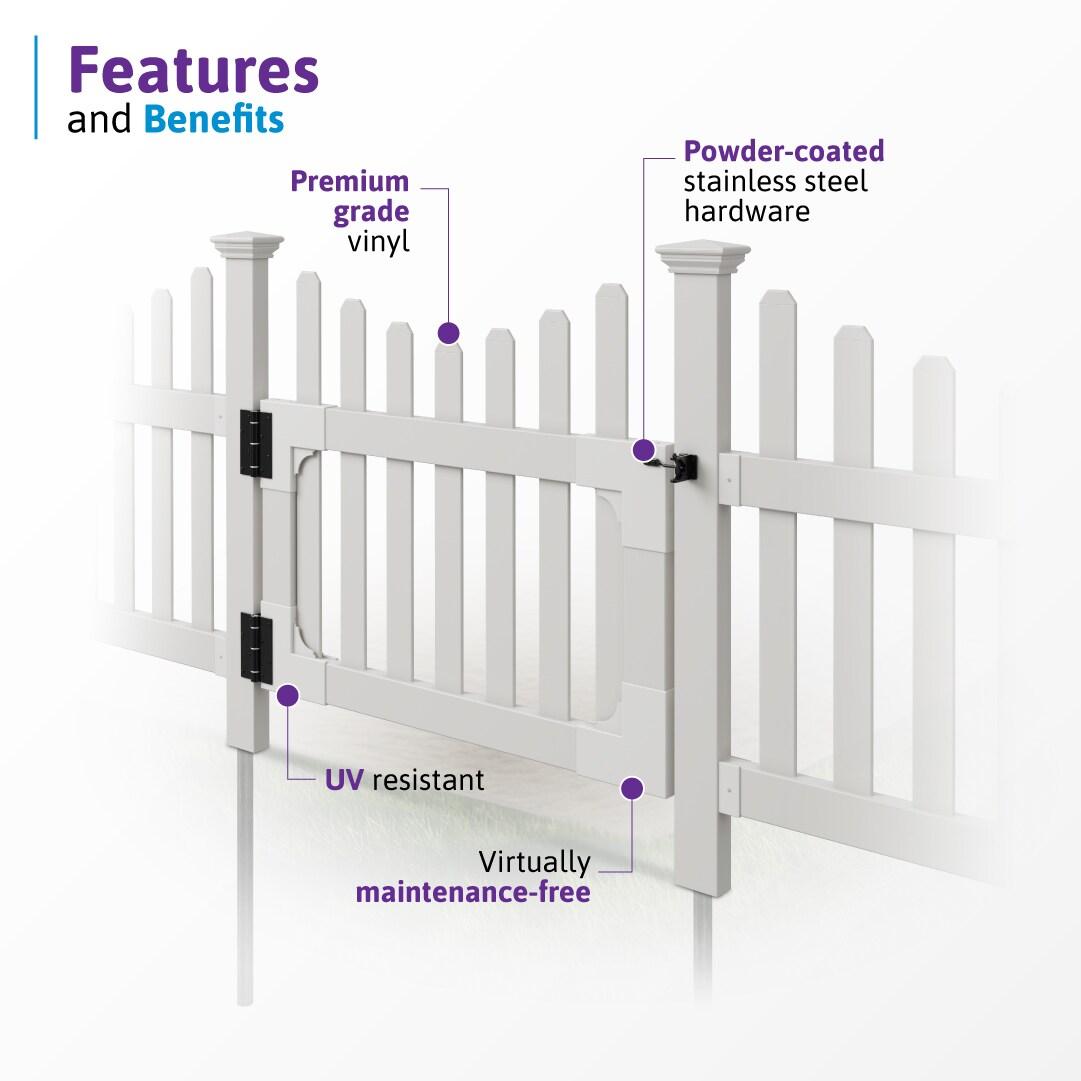 3ft H x 3.5ft W (1 Gate) No Dig WamBam All American Gate Kit, White Vinyl Picket Yard Fence Gate w/ Hardware Included for All American Fence, Outdoor Gate for Patio & Yard, ZP19043