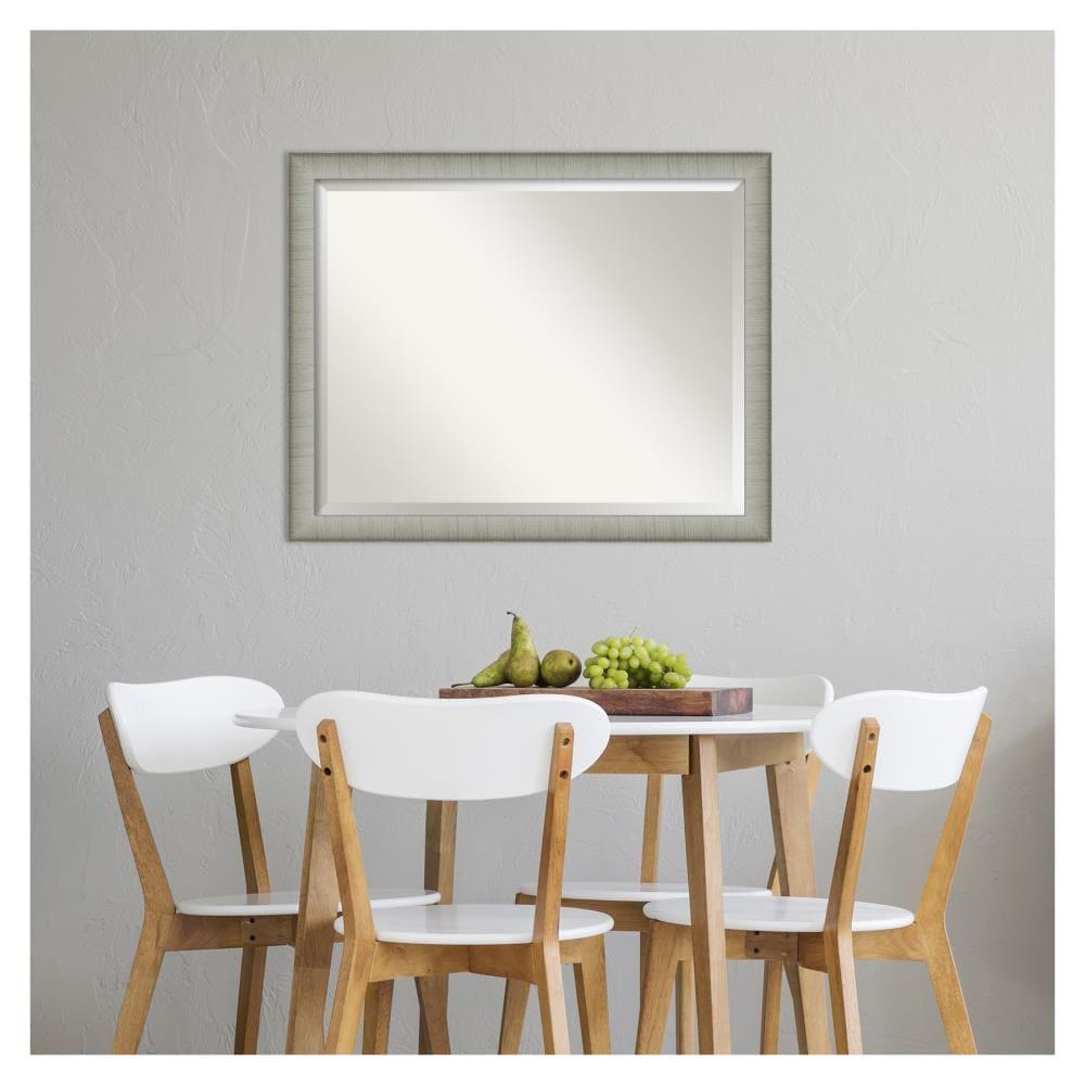 31" x 25" Elegant Brushed Framed Bathroom Vanity Wall Mirror Pewter - Amanti Art: No Assembly, Wall Mount