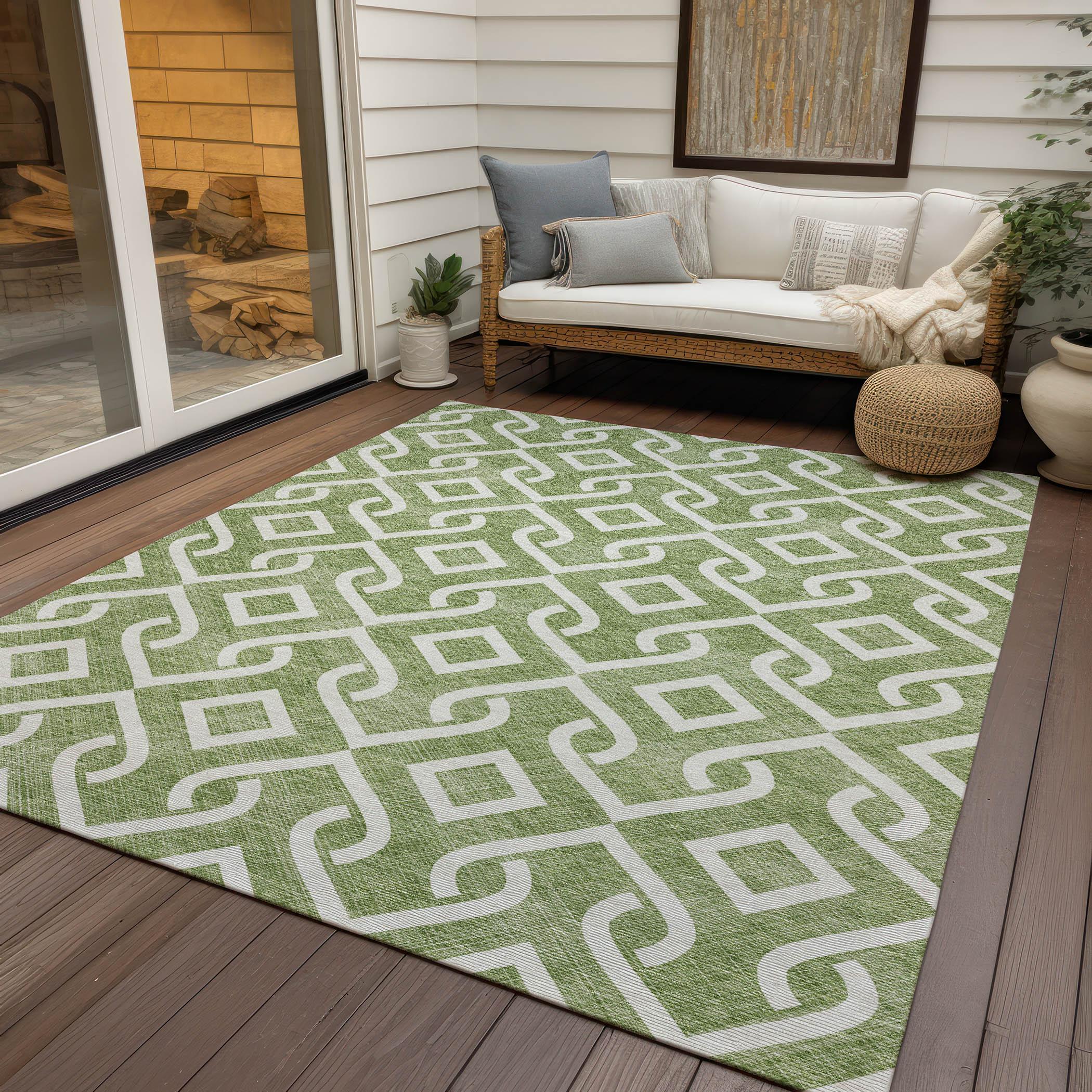 Addison Rugs Chantille ACN621 Green 8' x 10' Indoor Outdoor Area Rug, Easy Clean, Machine Washable, Non Shedding, Bedroom, Living Room, Dining Room, Kitchen, Patio Rug