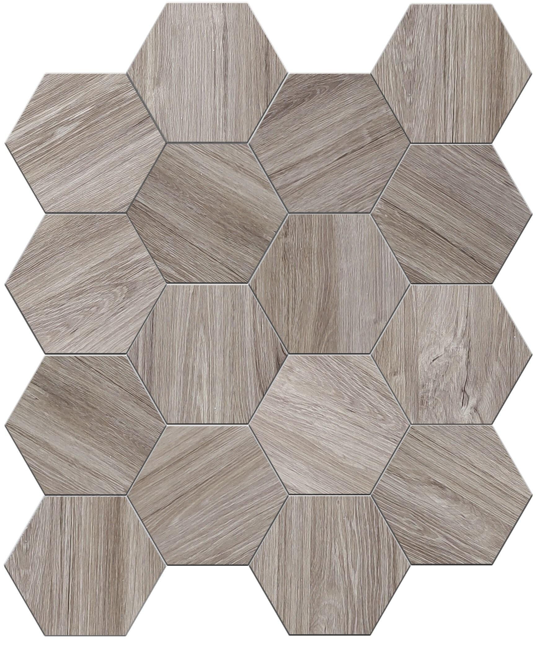 Tawny Hexagon Wood Grain Peel and Stick Wall Tiles