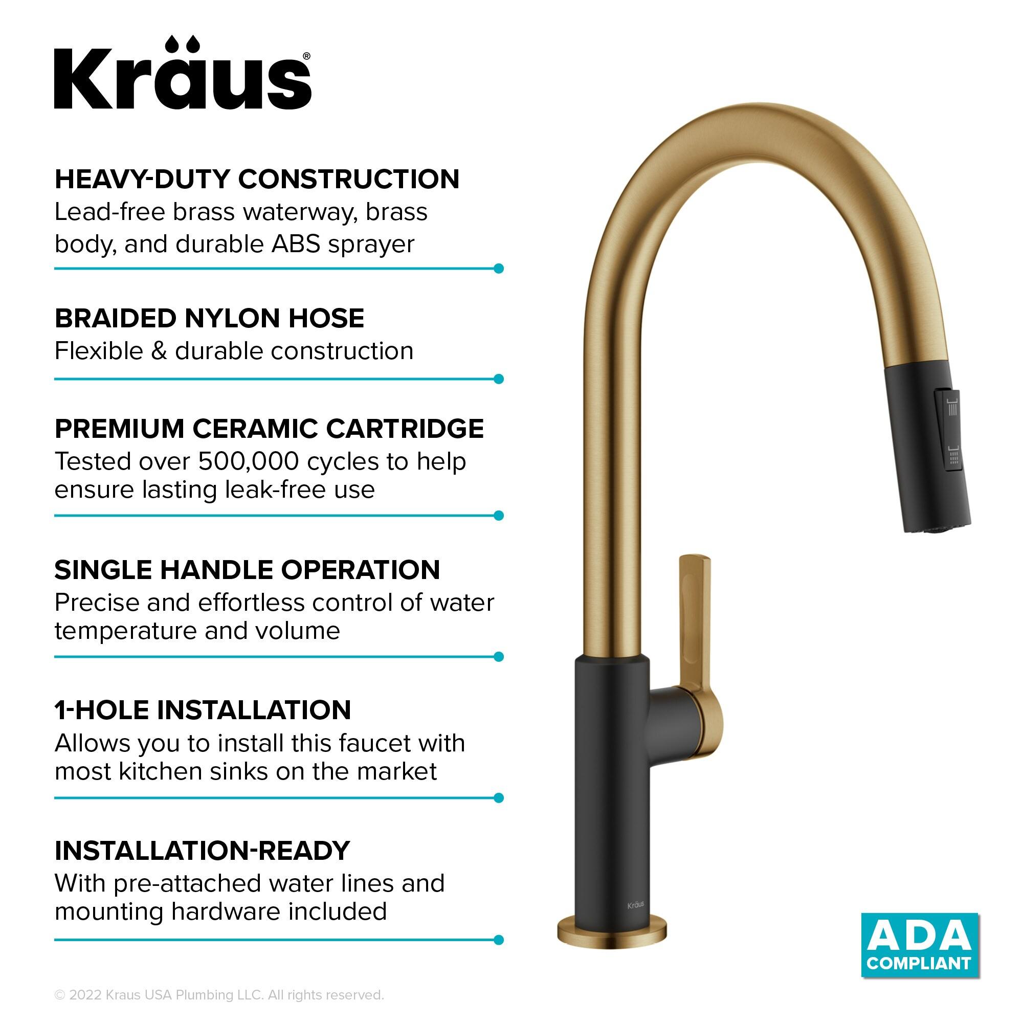 KRAUS Oletto Single Handle Pull Down Kitchen Faucet