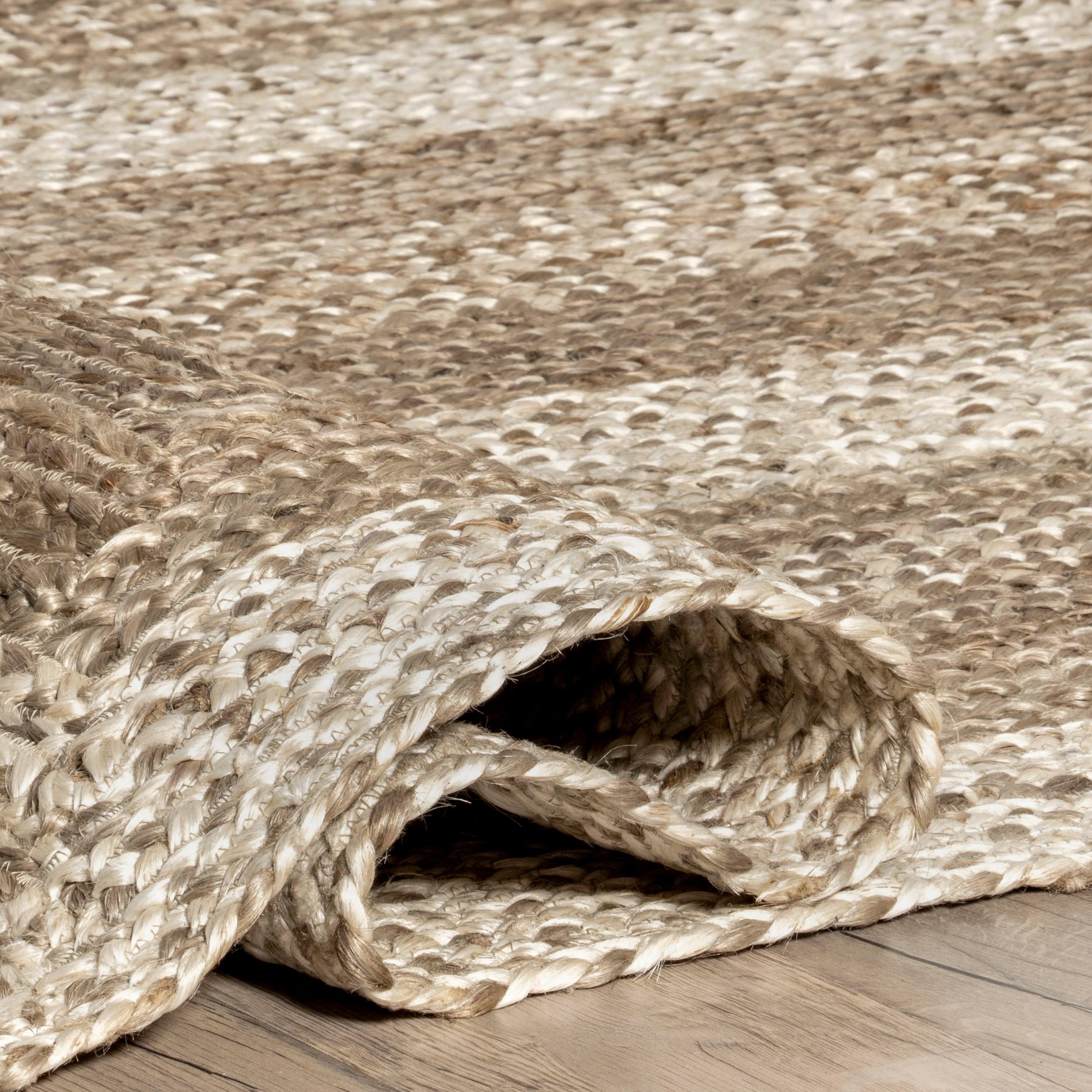 nuLOOM Charlene Braided Border Jute Area Rug, Oval 3' x 5', Natural