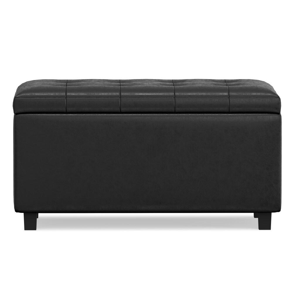 Simpli Home Cosmopolitan Faux Leather Ottoman