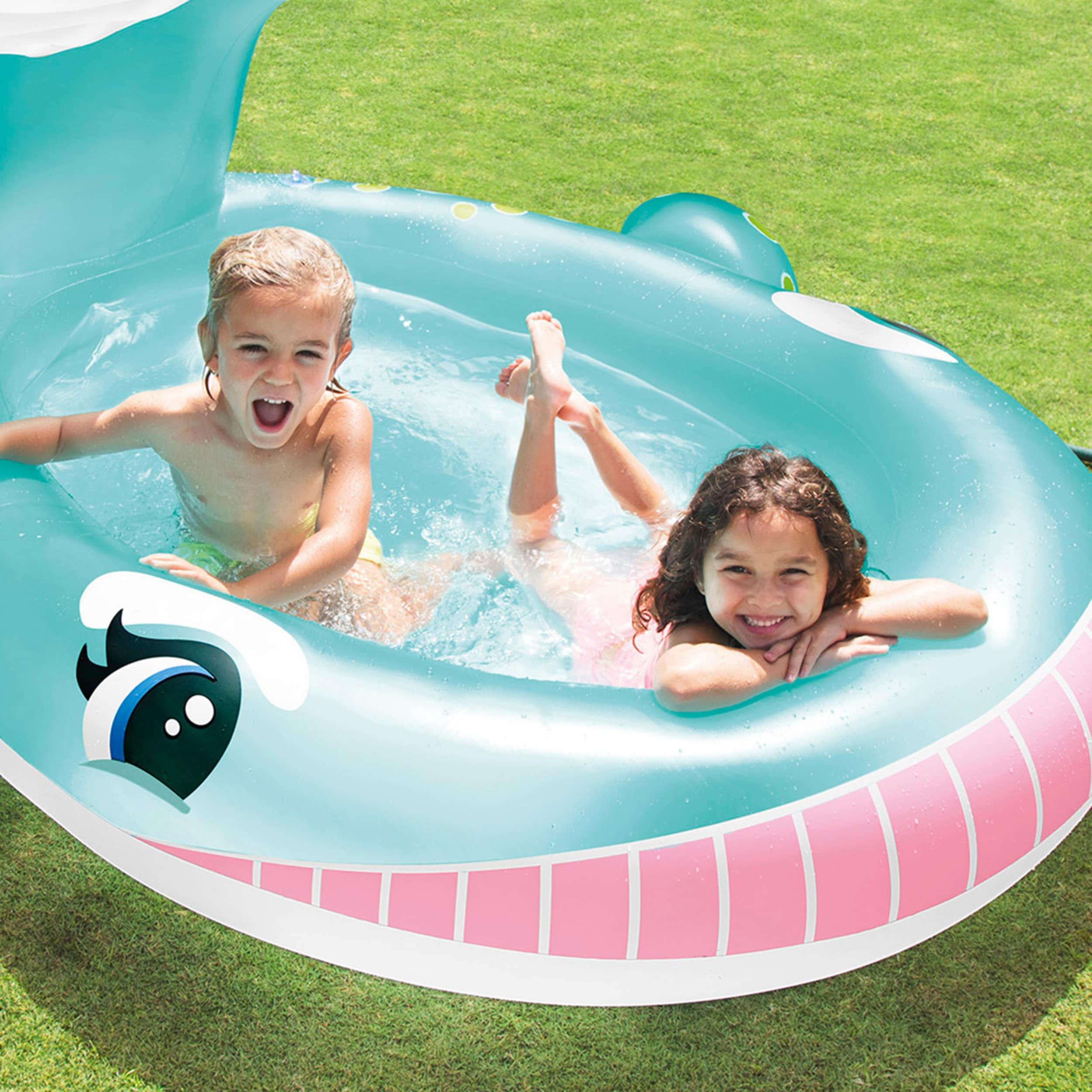 Intex Intex 57440EP 79" x 77" x 36" Inflatable Whale Spray Kiddie Pool for Kids 2+