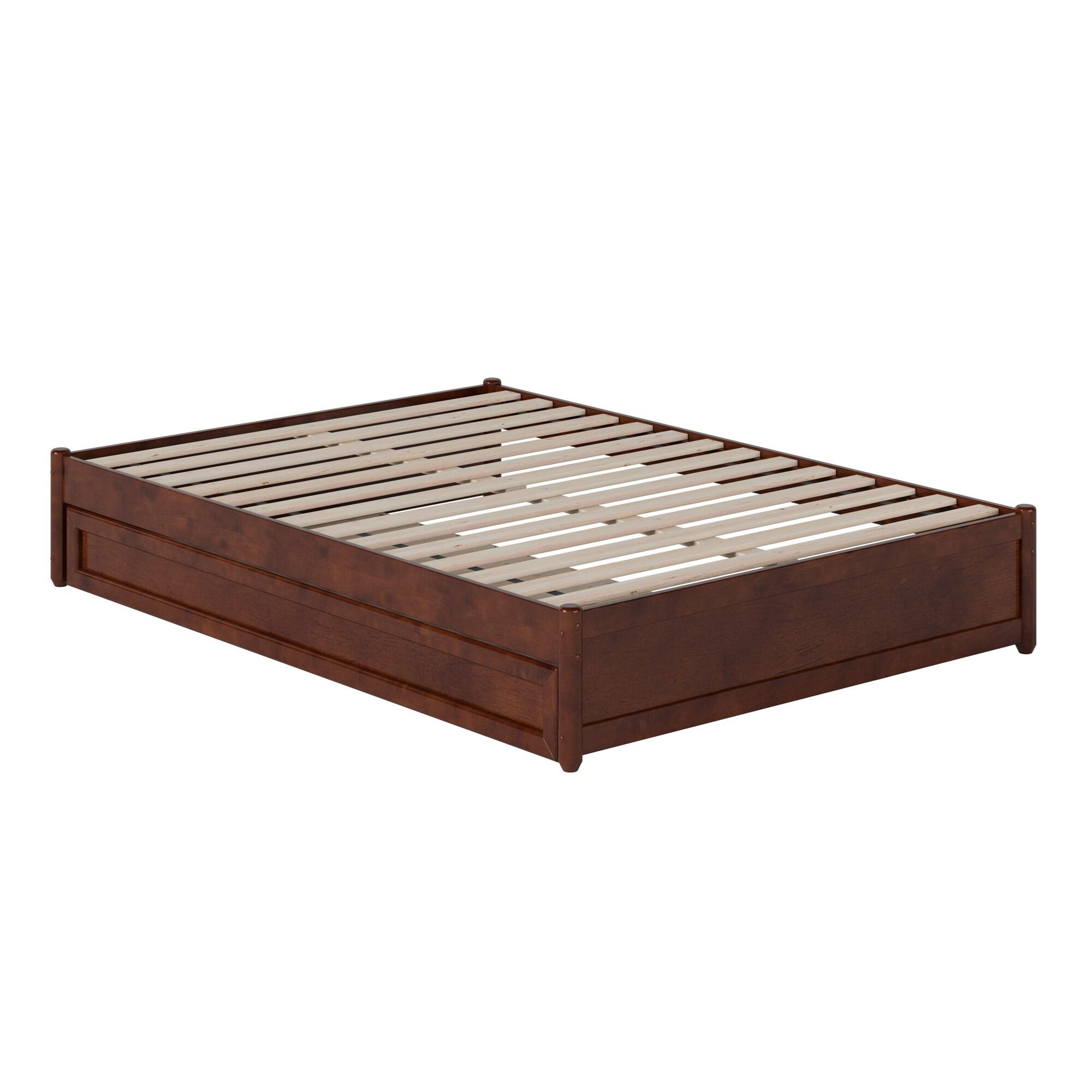 AFI Furnishings Full Panel Platform Bed with Twin Trundle in Walnut