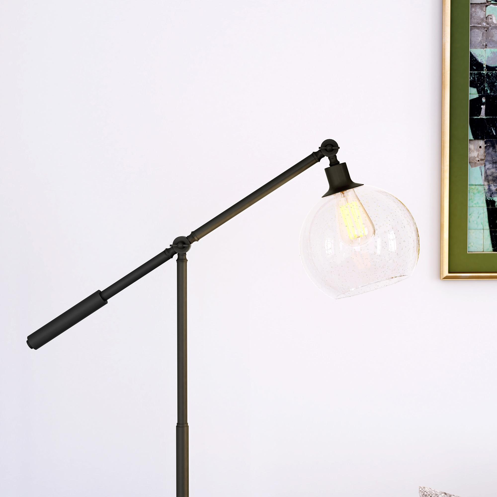 Evelyn&Zoe Dardan 60.62" Tall Floor Lamp with Glass shade in Blackened Bronze/Seeded