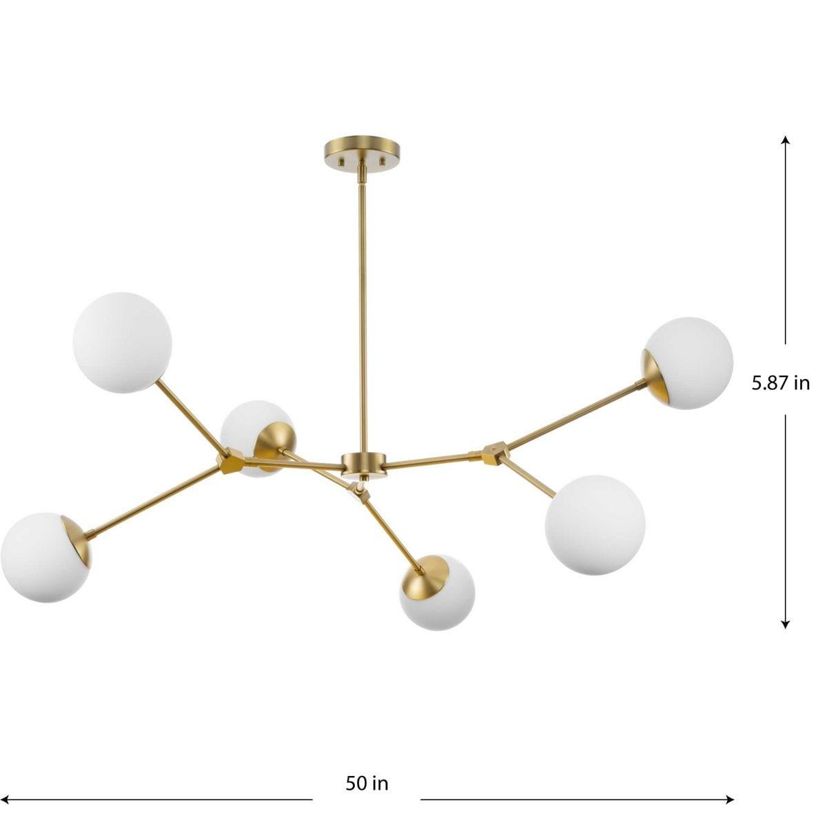 Progress Lighting Haas 6-Light Chandelier, Brushed Bronze, Opal Glass Globes, Design Series