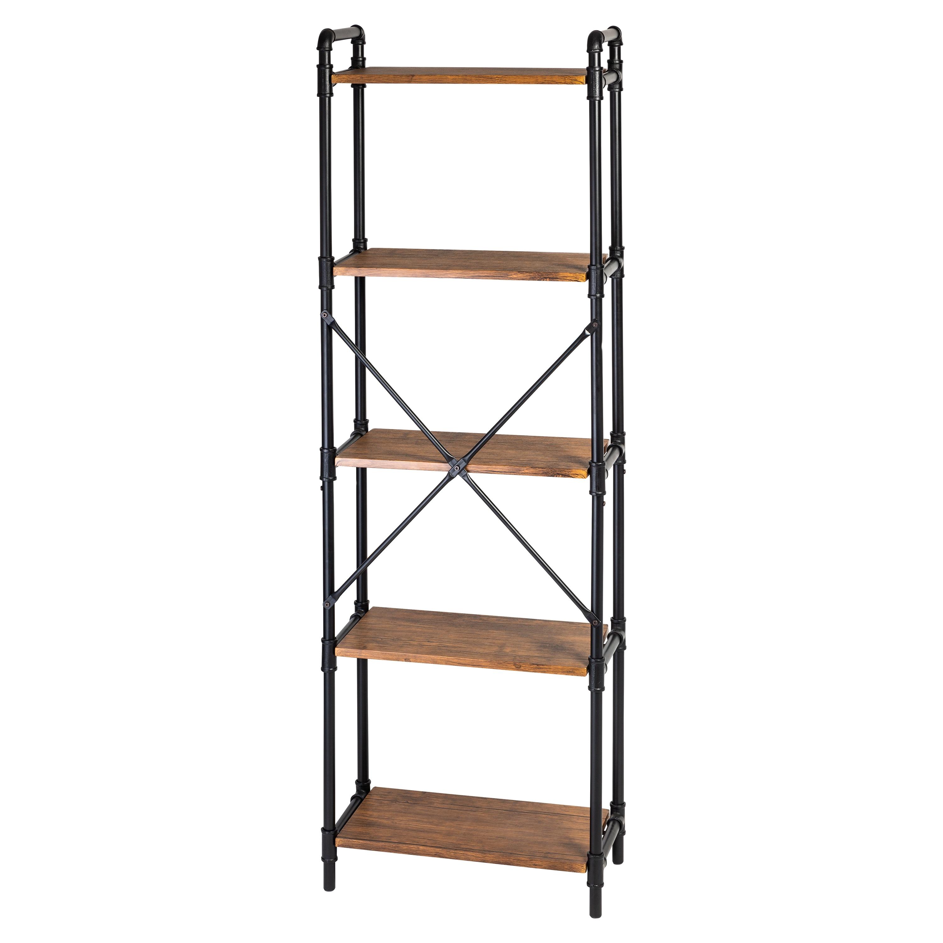 Honey-Can-Do Steel and MDF 5-Tier Industrial Bookcase, Rustic/Black