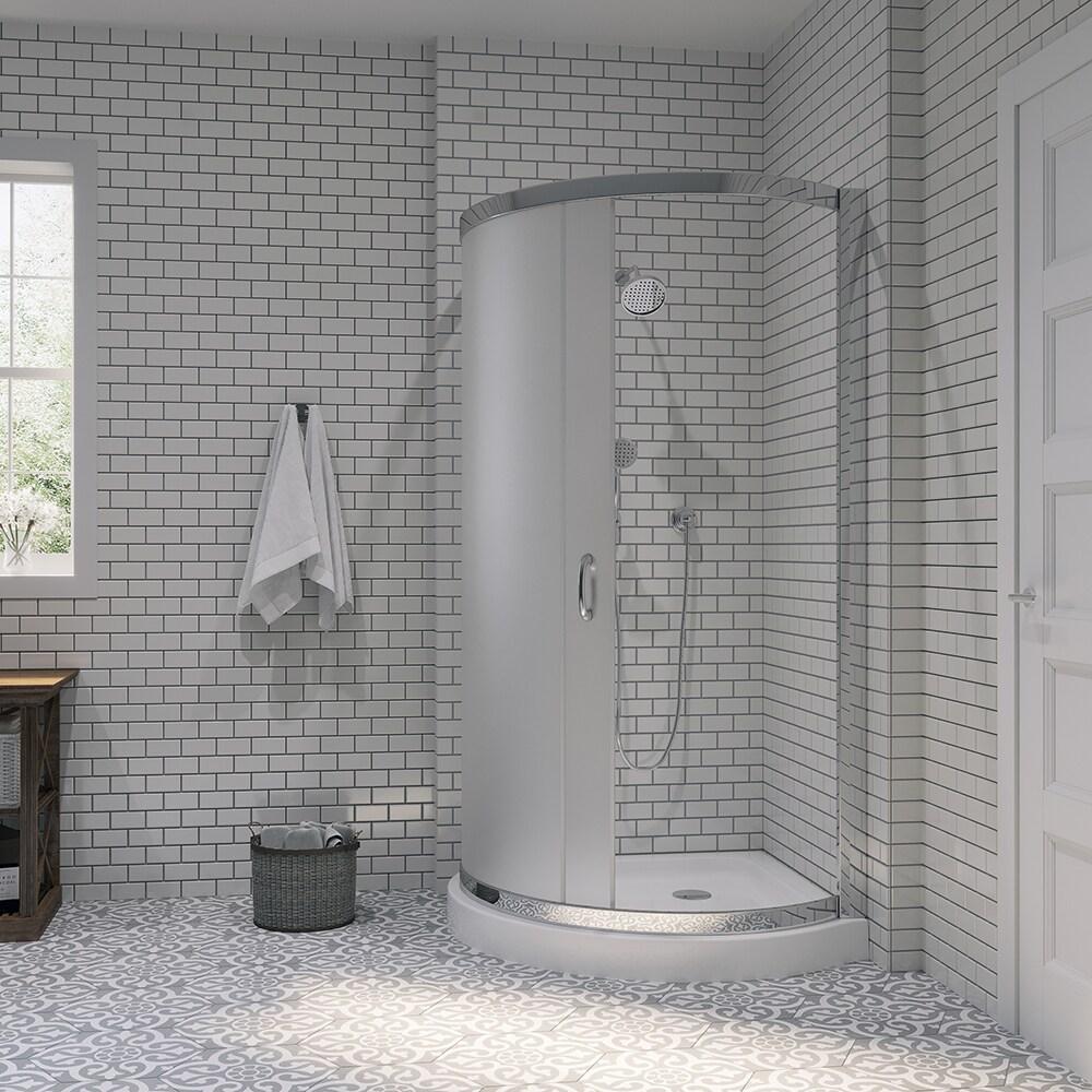 Ove Decors BREEZE 36" FROSTED GLASS KIT OVE Decors Breeze 40 in. Framed Round Shower Kit w/ Frosted Glass, Base in Chrome Finish