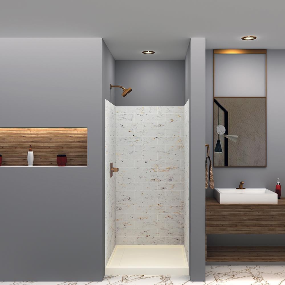 Transolid SaraMar 36'' W 36'' D 72'' H Glue Up Solid Surface Wall