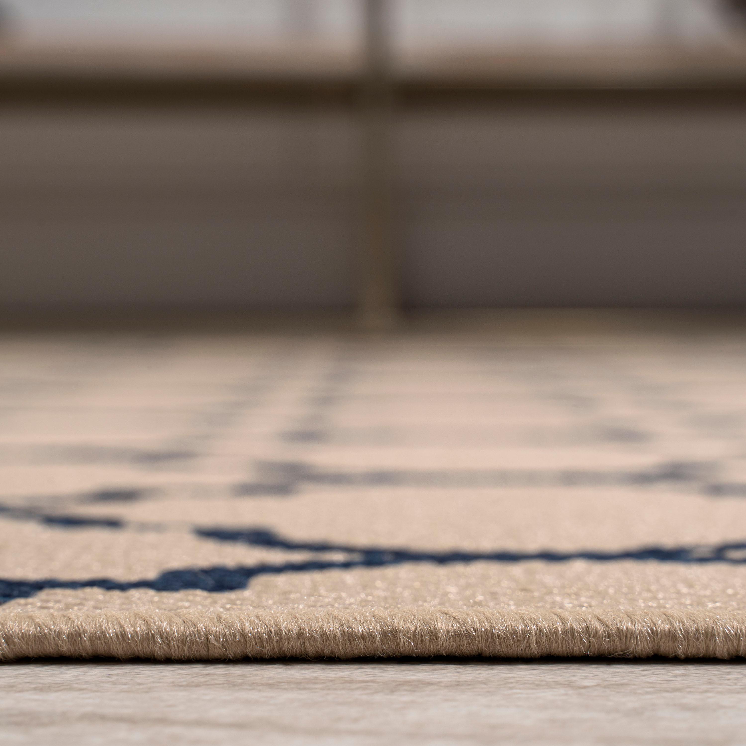 JONATHAN Y SMB122A-3 Arabesque Ogee Trellis Beige/Navy 3 ft. x 5 ft. Indoor/Outdoor Area Rug, Bohemian Casual, Pet Friendly, Stain Resistant, Easy to Clean, for Patio, Living Room; Kitchen, Bedroom