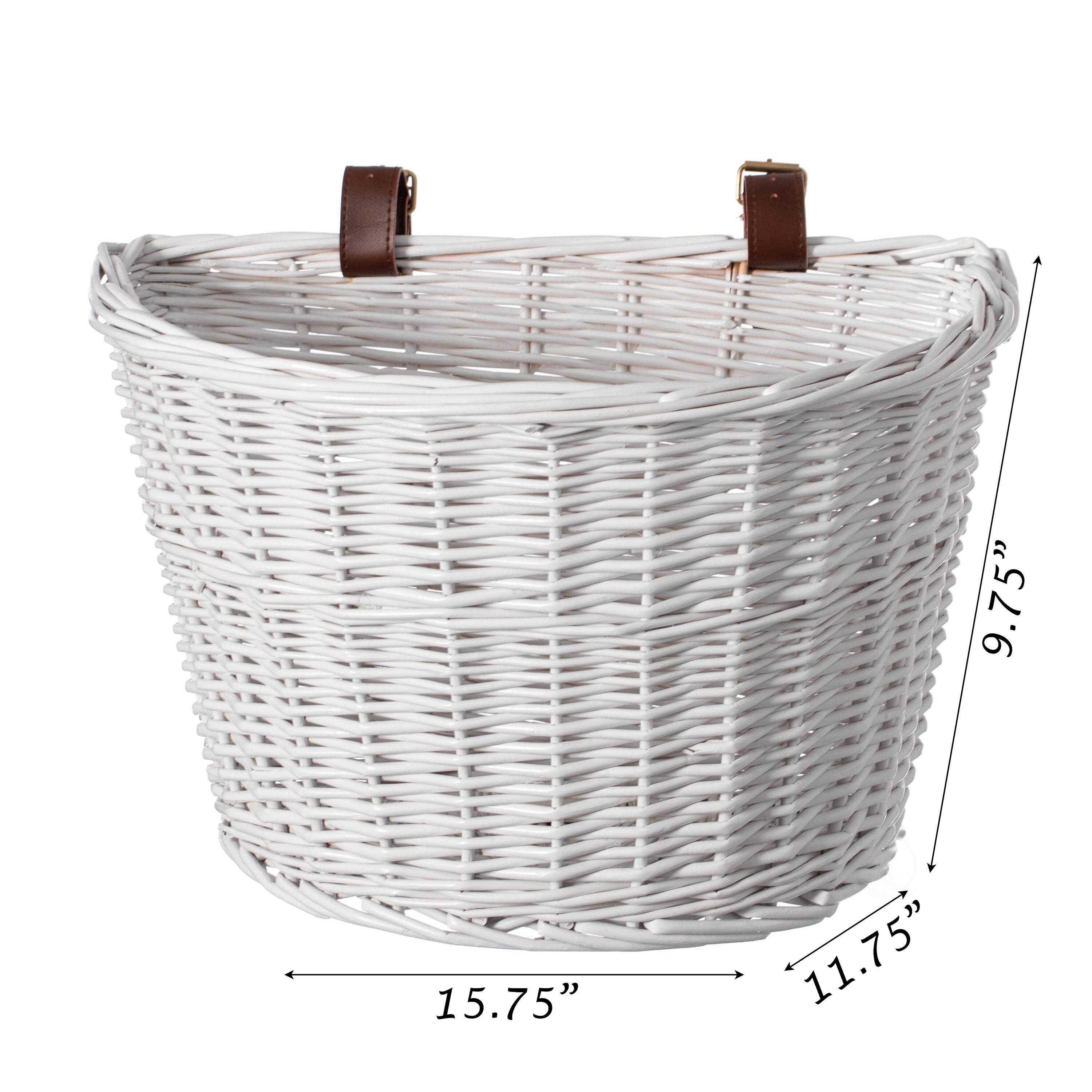 Wicker Front Cargo Bike Basket - Perfect for Riders of All Ages and Genders - for Beach Cruiser, Stationary Bike, E-bike, or Road Bike