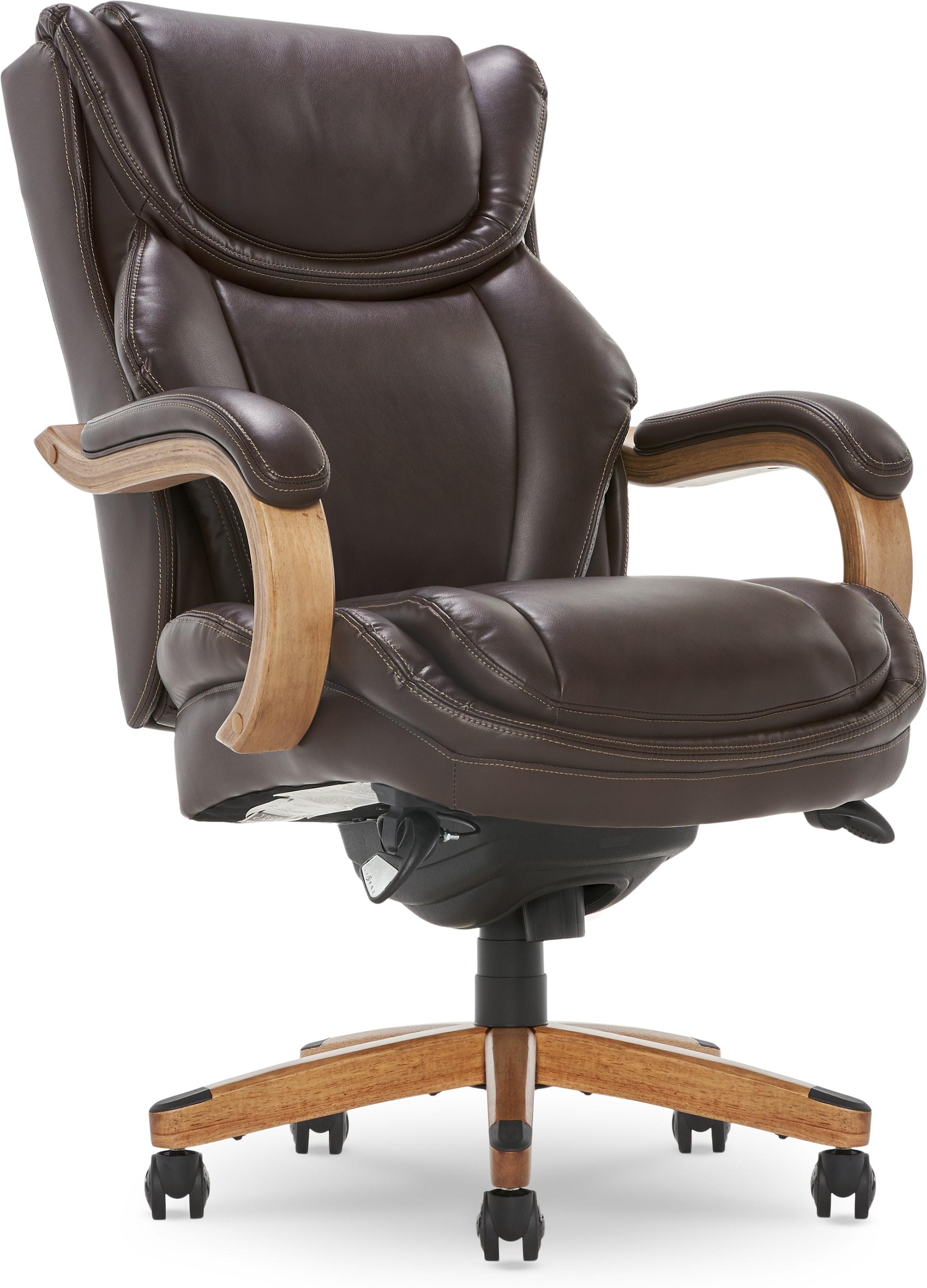 La-Z-Boy La-Z-Boy Harnett Big and Tall Executive Office Chair, Ergonomic High-Back Chair with Solid Wood Arms, ComfortCore with Memory Foam Cushions, Bonded Leather