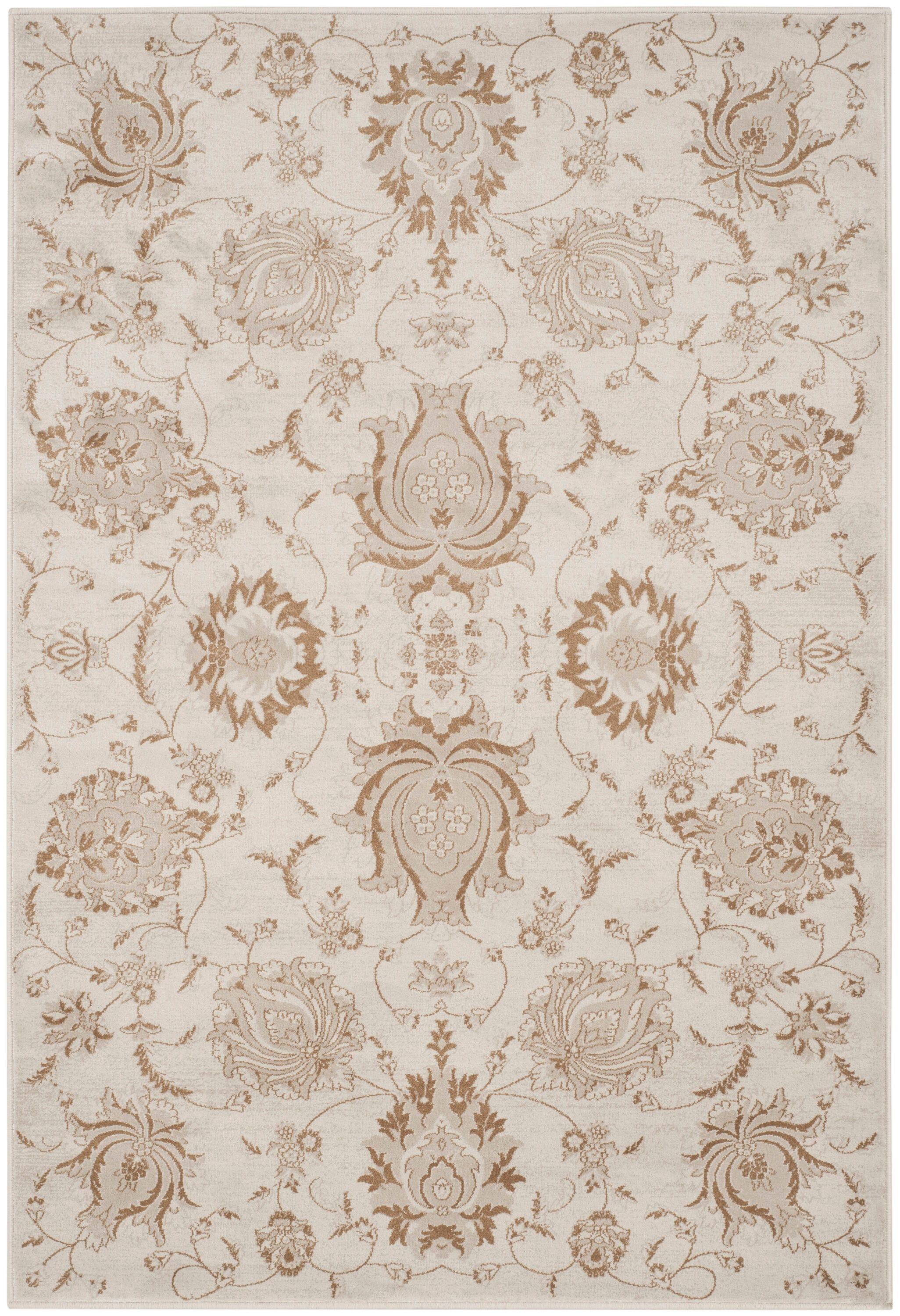 SAFAVIEH Vintage Clemence Floral Area Rug, Cream/Camel, 4' x 5'7"