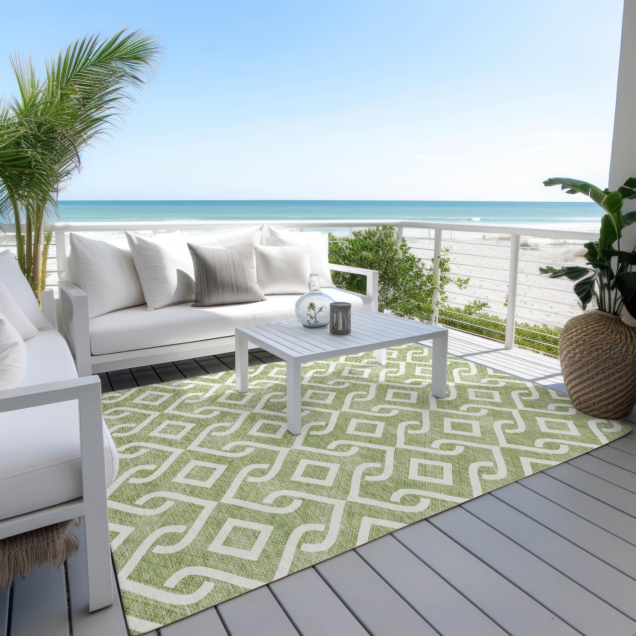 Addison Rugs Chantille ACN621 Green 8' x 10' Indoor Outdoor Area Rug, Easy Clean, Machine Washable, Non Shedding, Bedroom, Living Room, Dining Room, Kitchen, Patio Rug