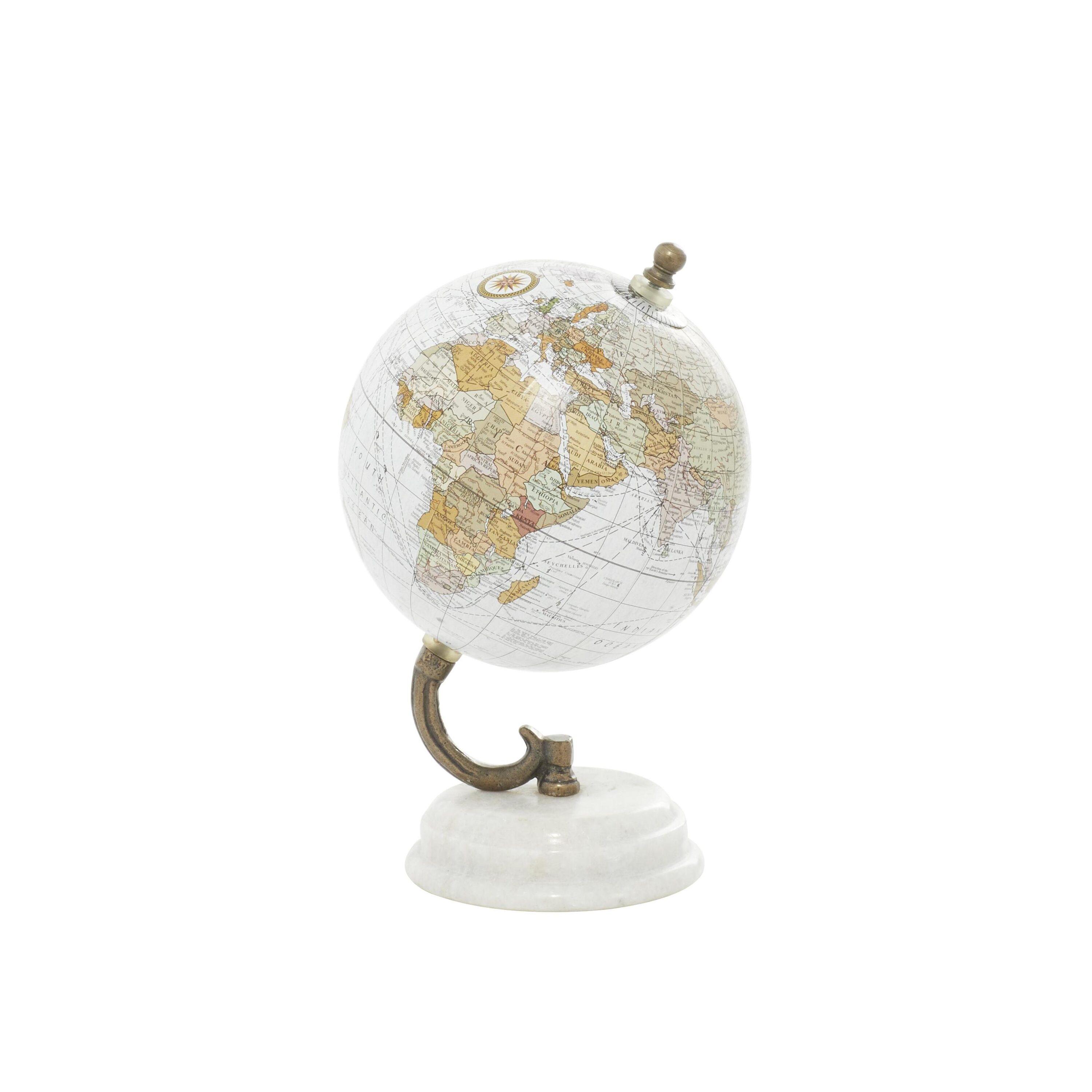 DecMode 5" White Globe with White Marble Base