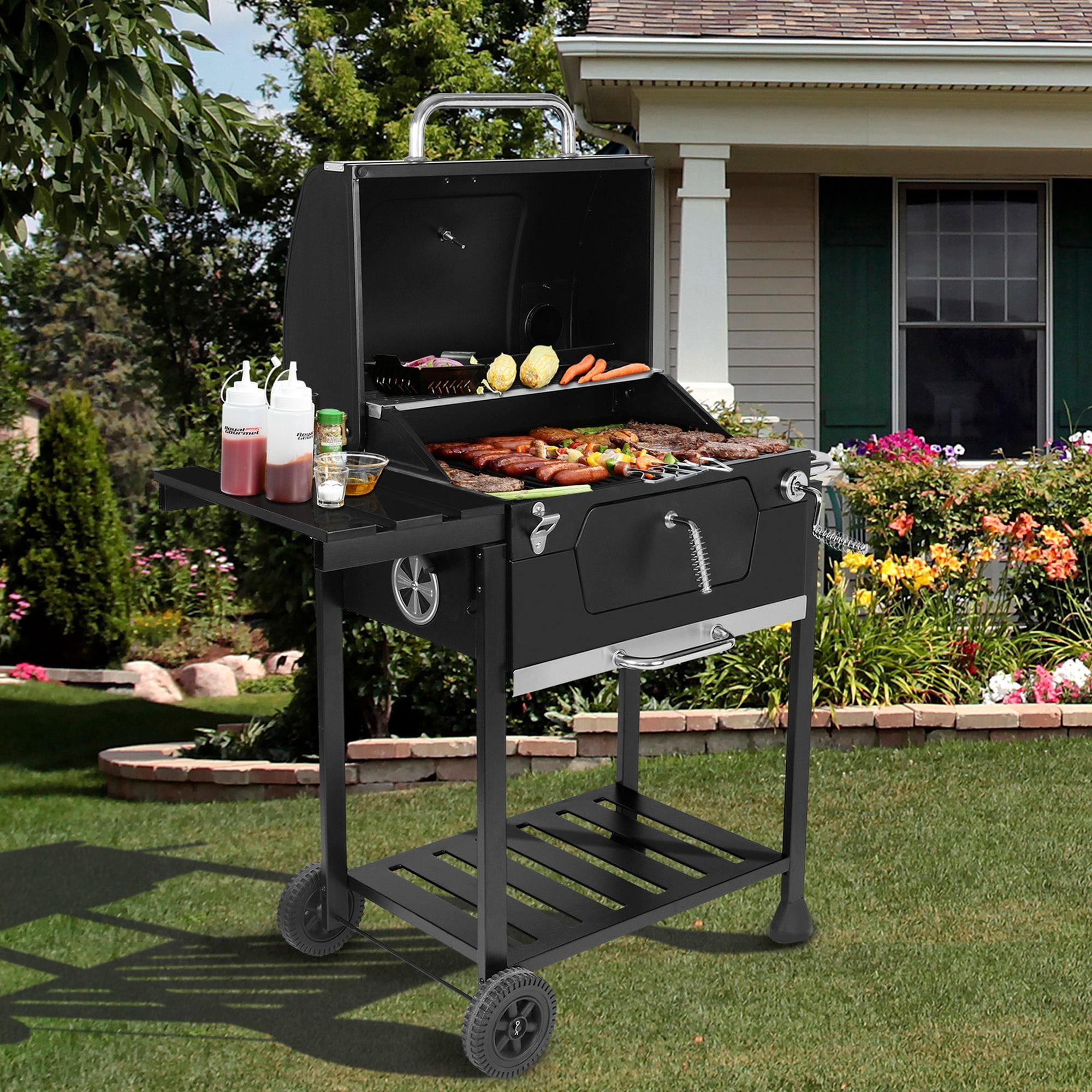 Royal Gourmet 24" Barrel Charcoal Grill with Side Table