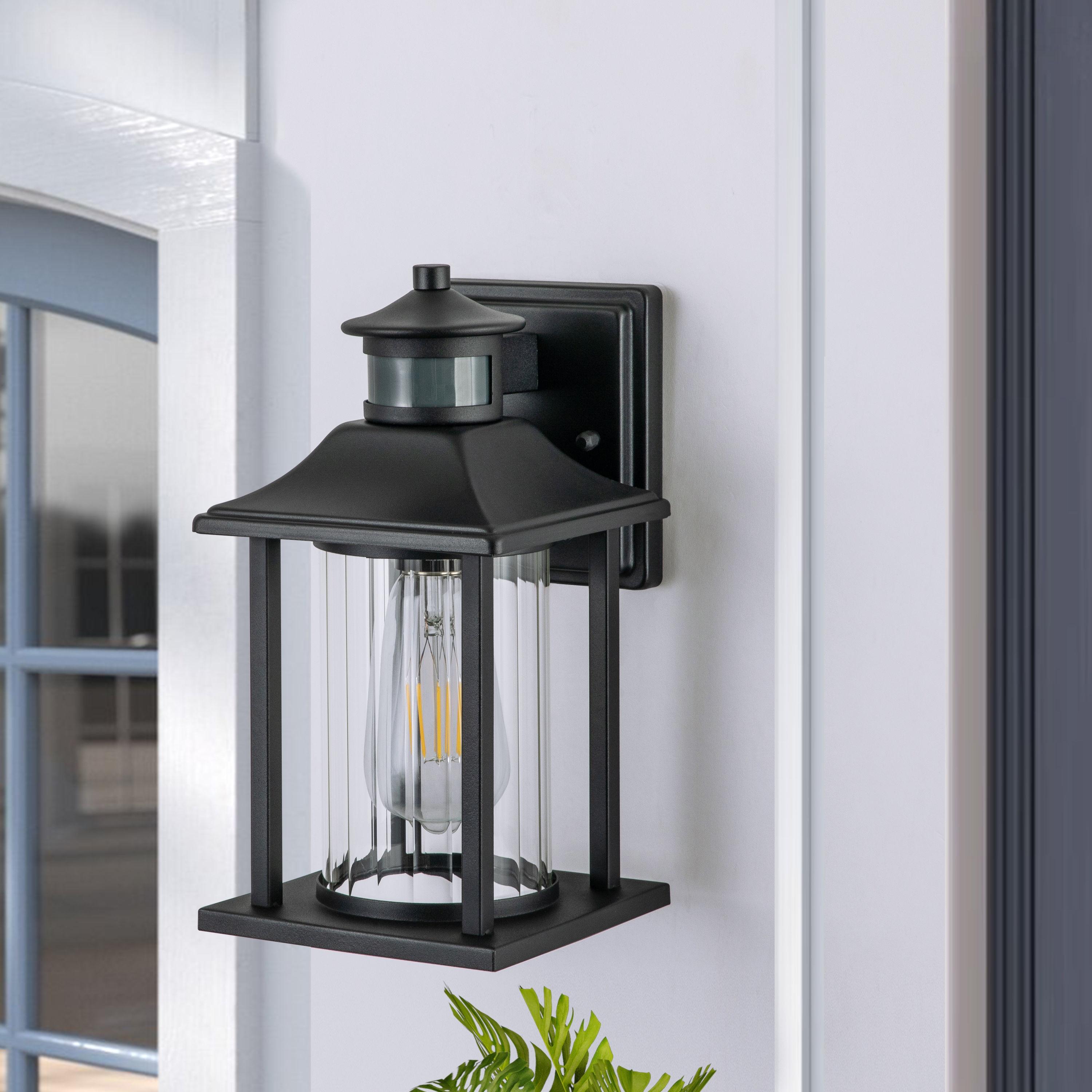 C Cattleya 2-Pack Matte Black Motion Sensing Dusk to Dawn Outdoor Wall Lights (E26)