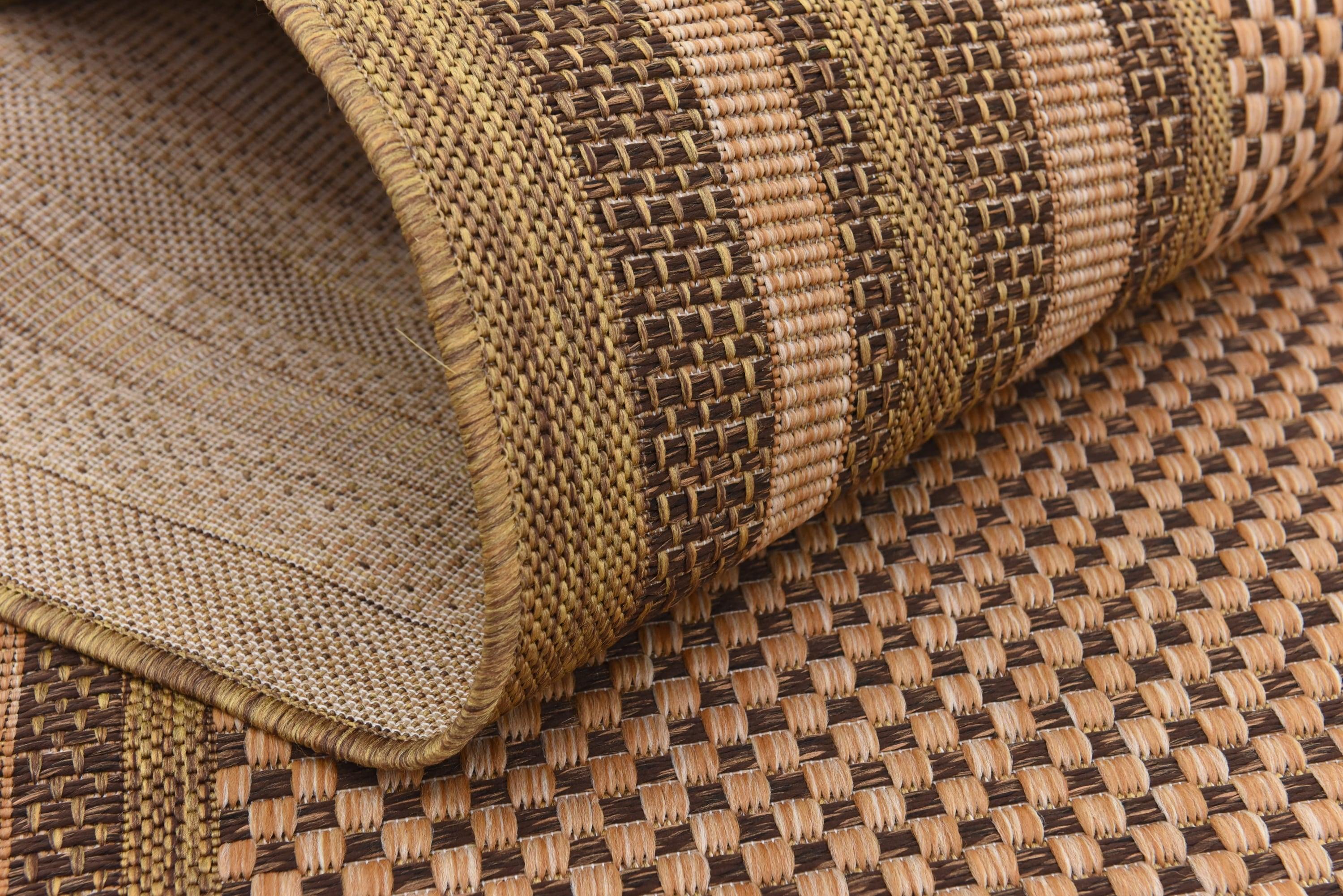 Unique Loom Outdoor Border Collection Area Rug - Multi Border (6' x 9' Rectangle Light Brown/Brown)