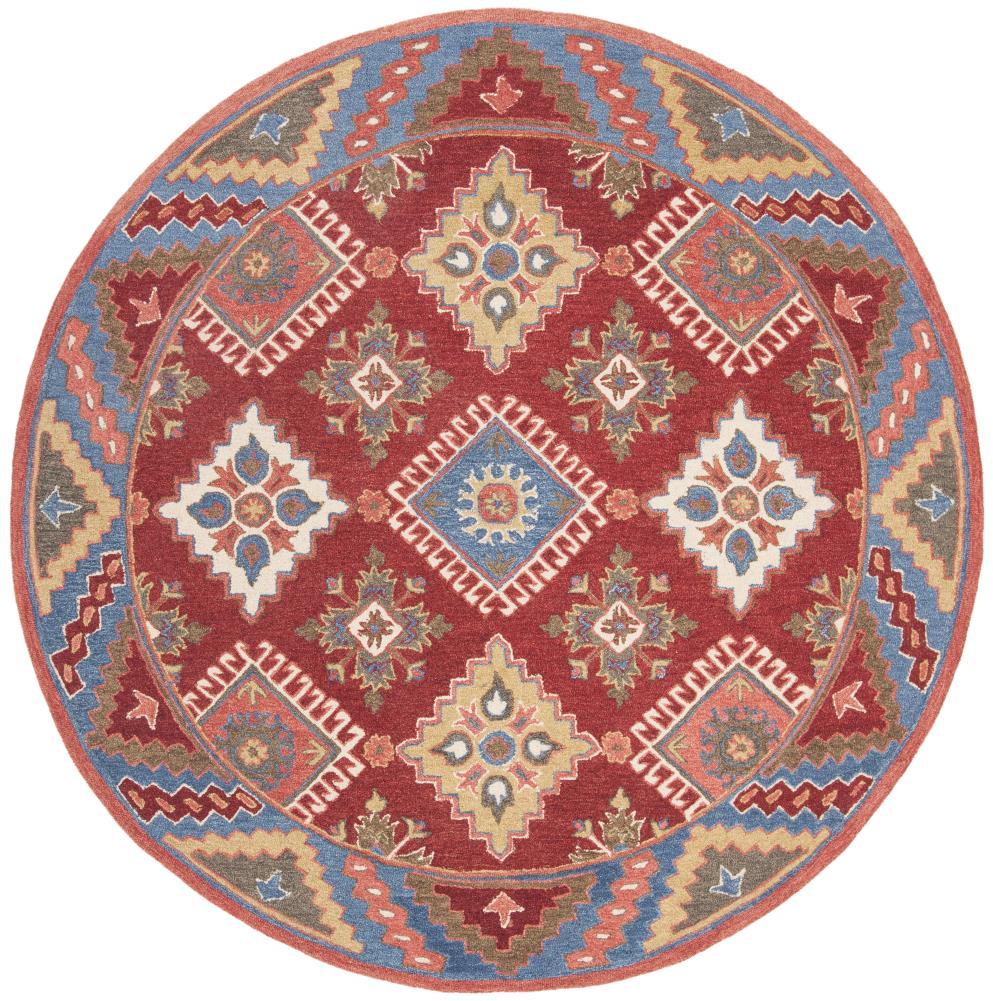 Aspen APN803 Hand Tufted Area Rug - Red/Blue - 7' X 7' Round - Safavieh.